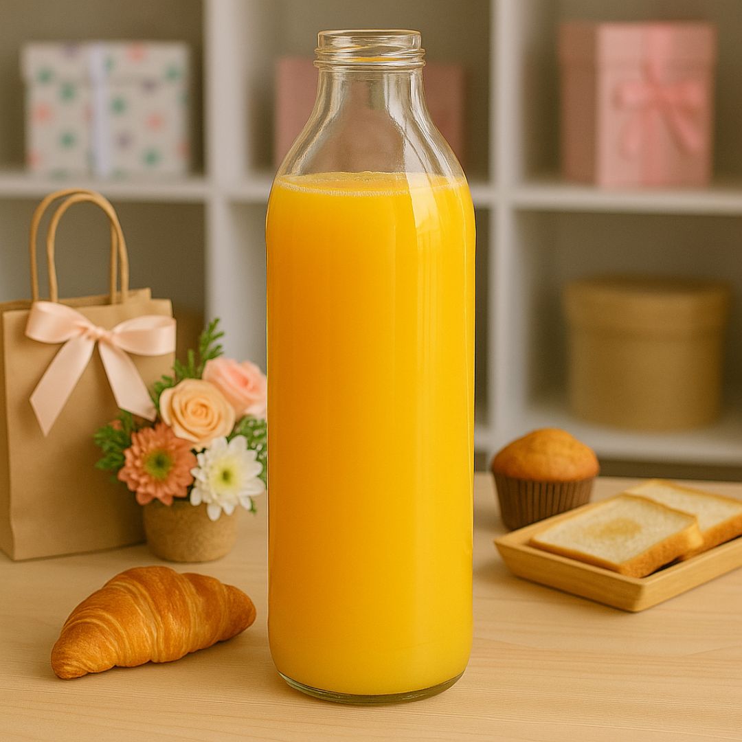 BOTELLA VIDRIO CRISTAL JUGO 910CC BOCA AXIAL (SIN TAPA) PACK *20UNID