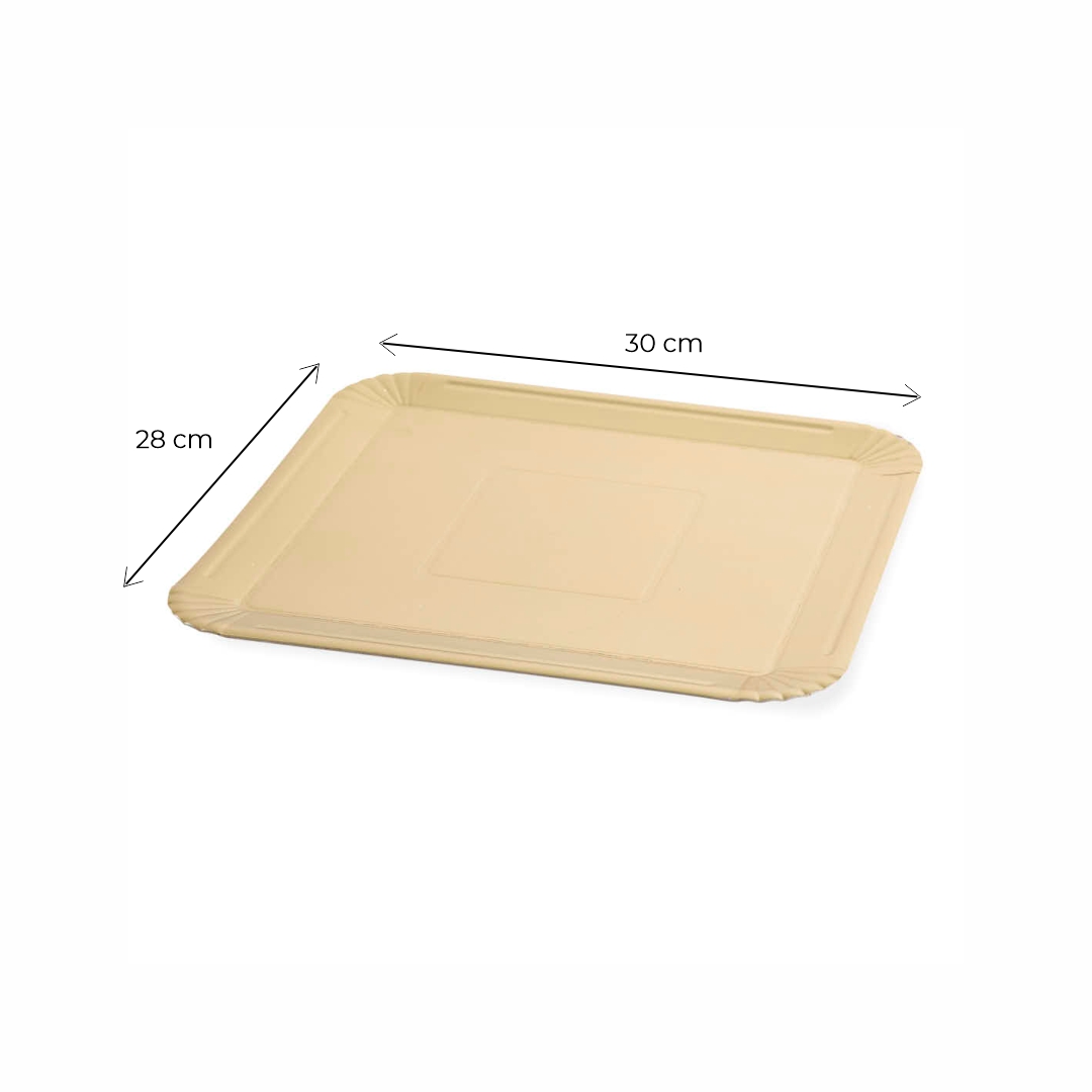 PLATO DORADO CARTON RECTANGULAR 2000GRS (28*30CM) *10UNID
