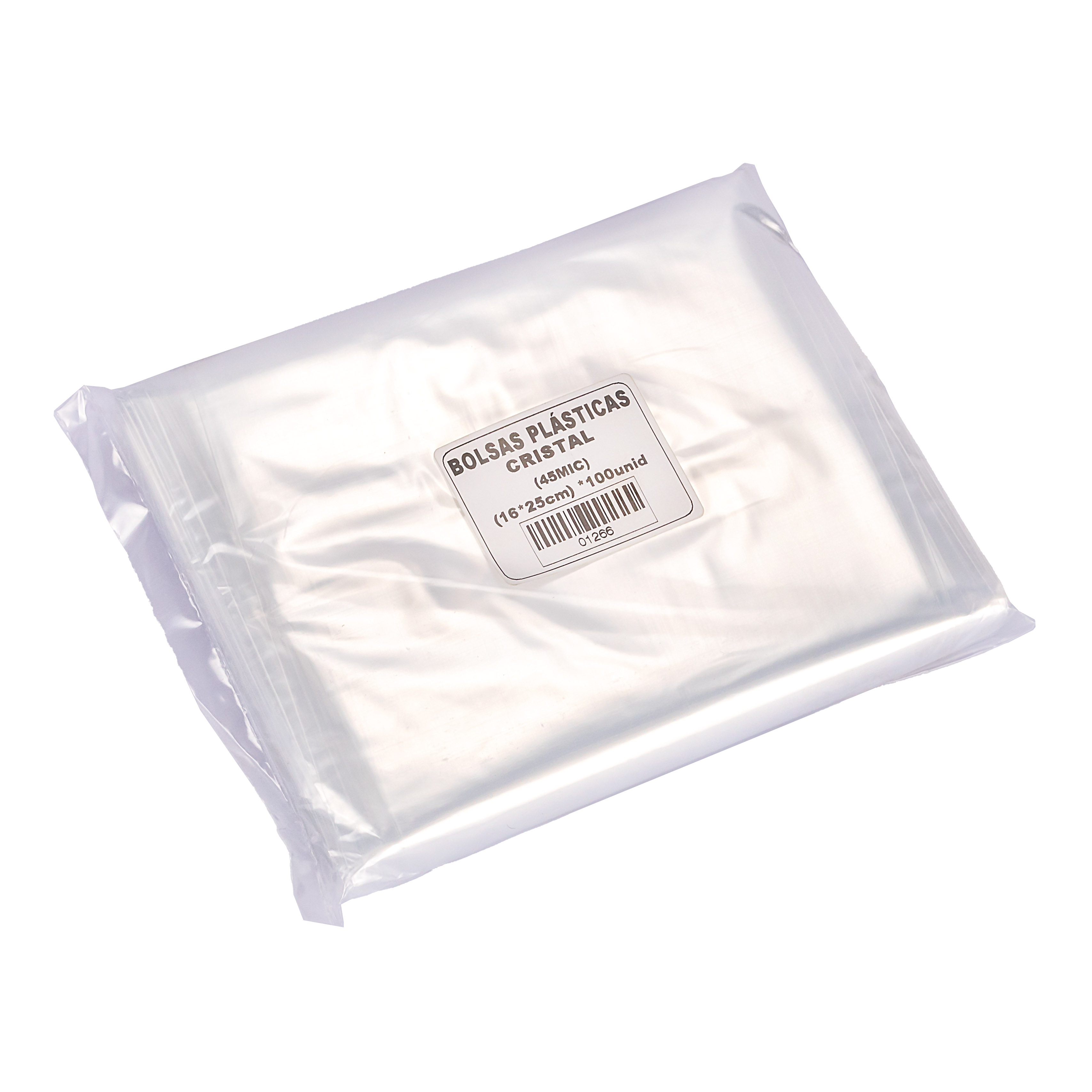 BOLSAS PLASTICAS mE PE CRISTAL (B/D - 45MIC - S/F) .16X25CM *100UNID