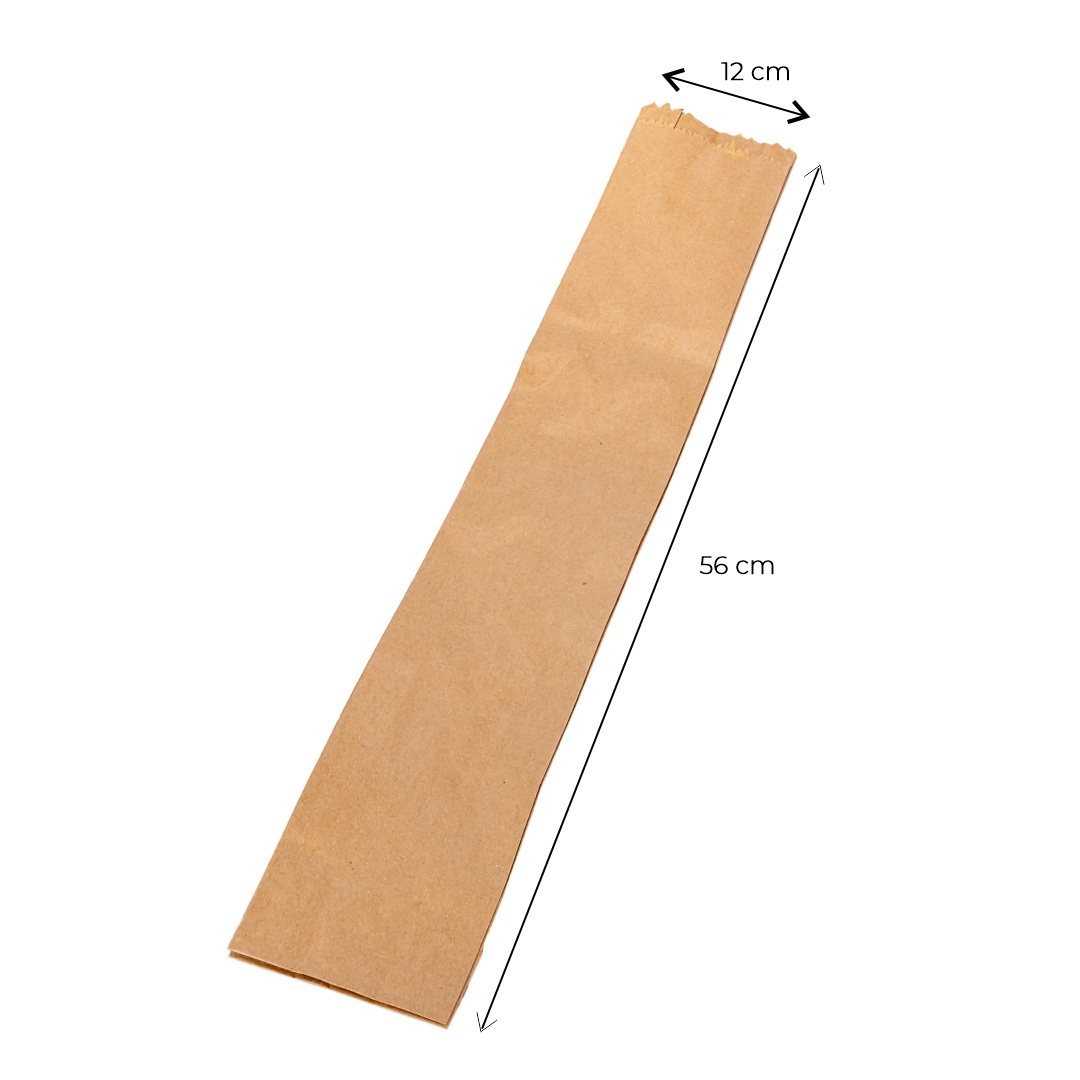 BOLSAS FACTURA PAPEL.KRAFT BAGUETTE.DOBLE (12*56CM) *100UNID