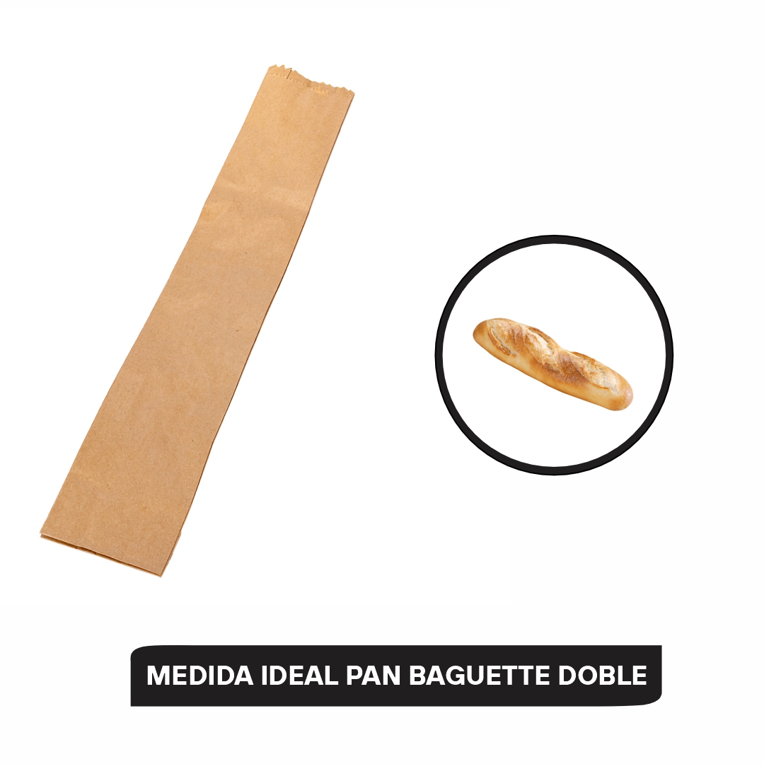 BOLSAS FACTURA PAPEL.KRAFT BAGUETTE.DOBLE (12*56CM) *100UNID