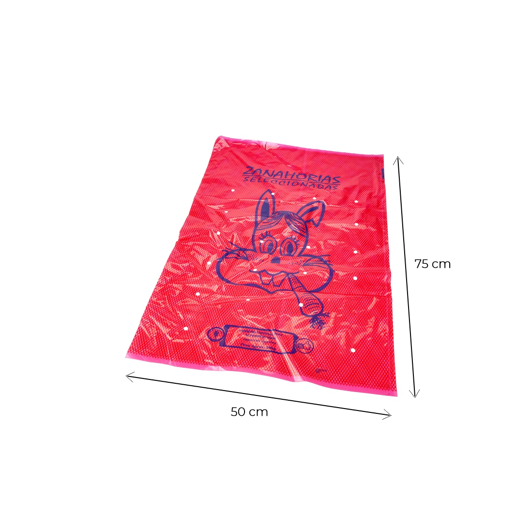 BOLSA AGRO POLIETILENO ZANAHORIA.20KG (50*75CM*70MIC) *100UNID