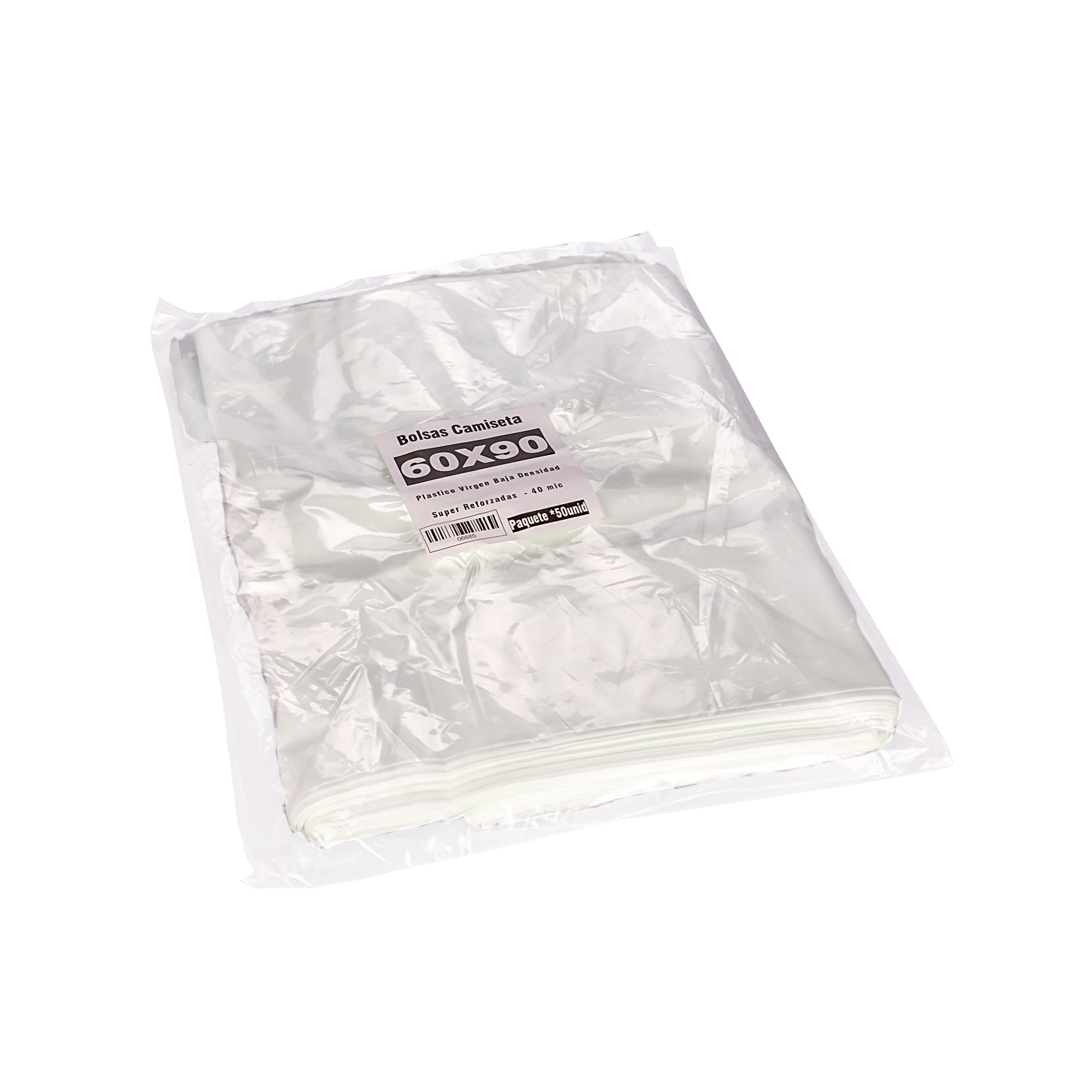 BOLSAS CAMISETA BLANCAS FERNANDEZ SUPER REFORZADA (BD - 40MIC) 60X90 *50UNID