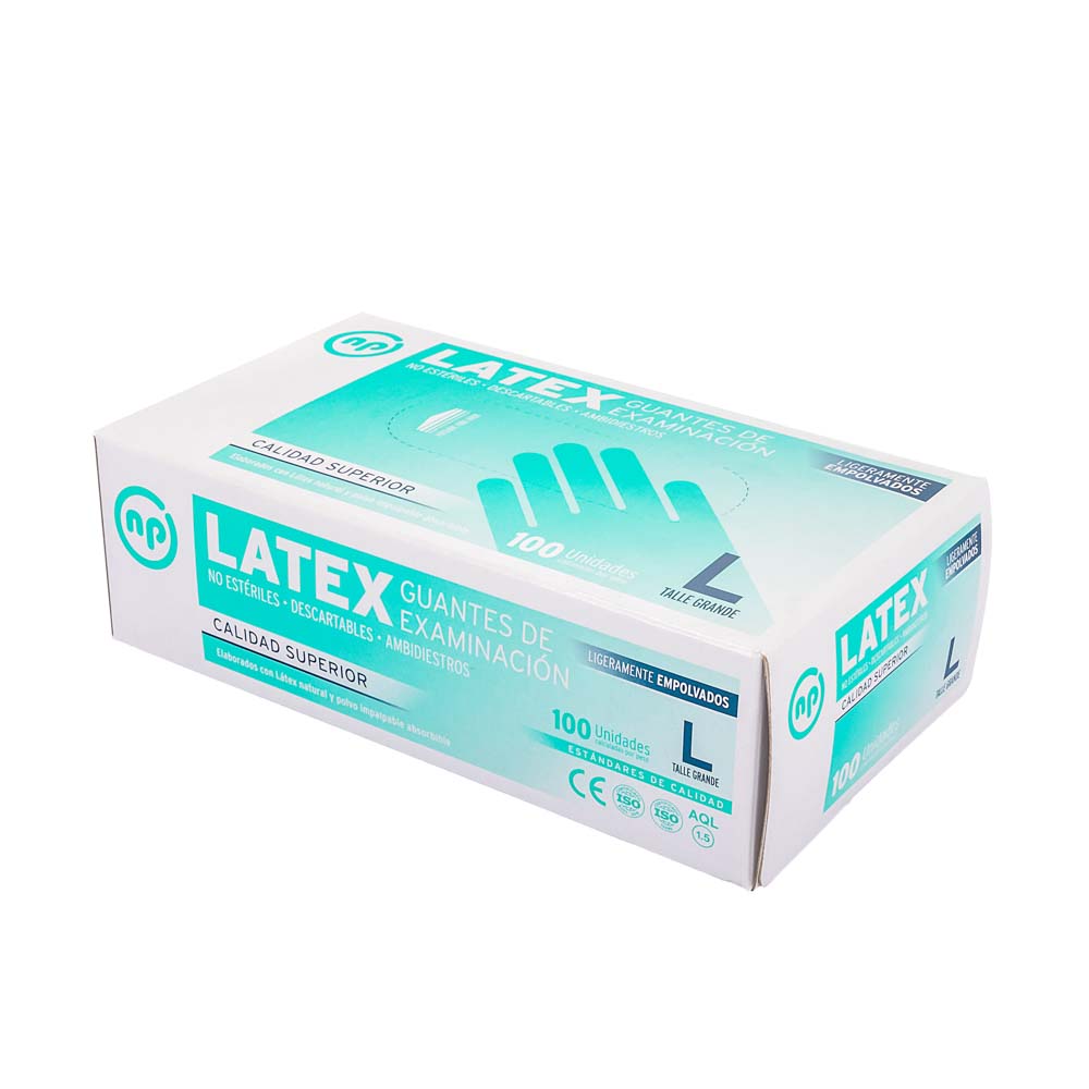GUANTES LATEX DESCARTABLES.GRANDES (L) CAJA *100UNID