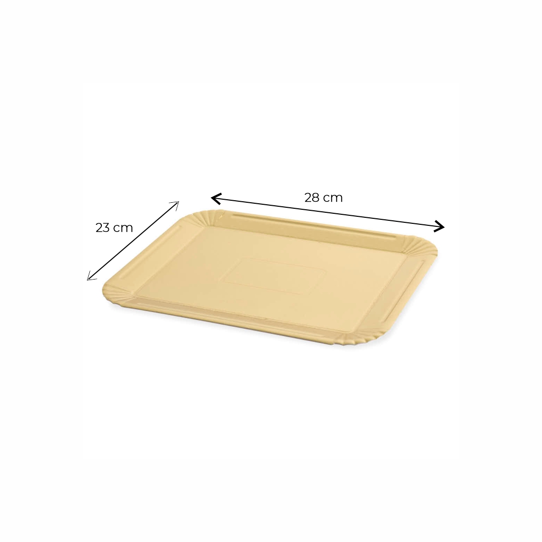 PLATO DORADO CARTON RECTANGULAR 1000GRS (23*28CM) *10UNID
