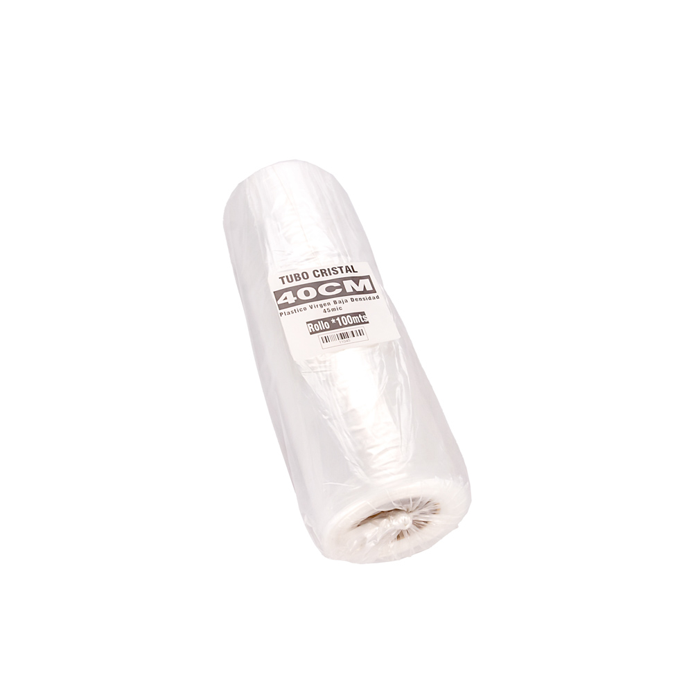 TUBO SIN CORTE mE PE CRISTAL (B/D - 45MIC) .40CM*100MTS *UNID