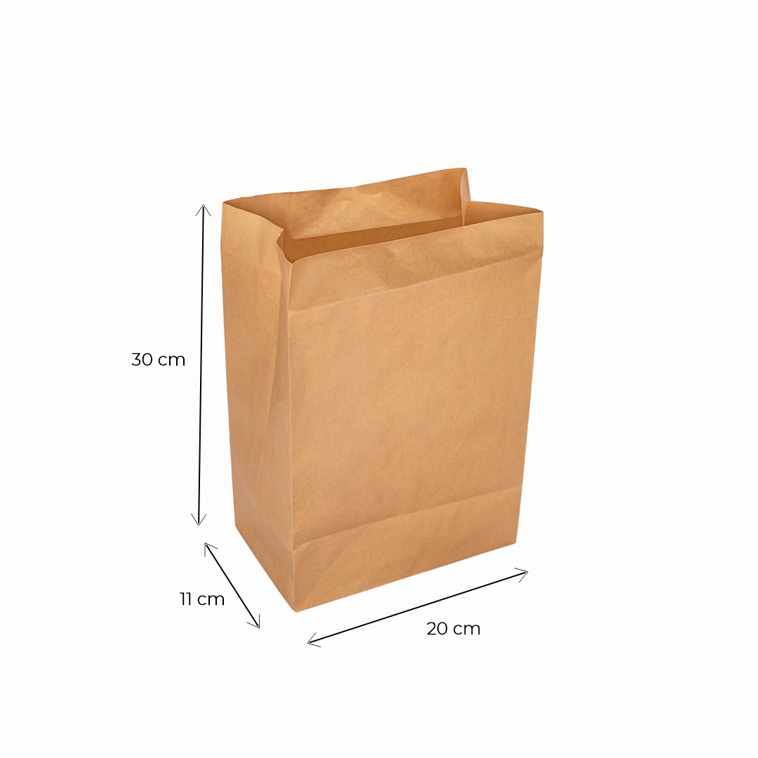 BOLSAS DELIVERY PAPEL KRAFT FONDO CUADRADO Nº5 (20*8.5*30CM) (80GRS) *50UNID