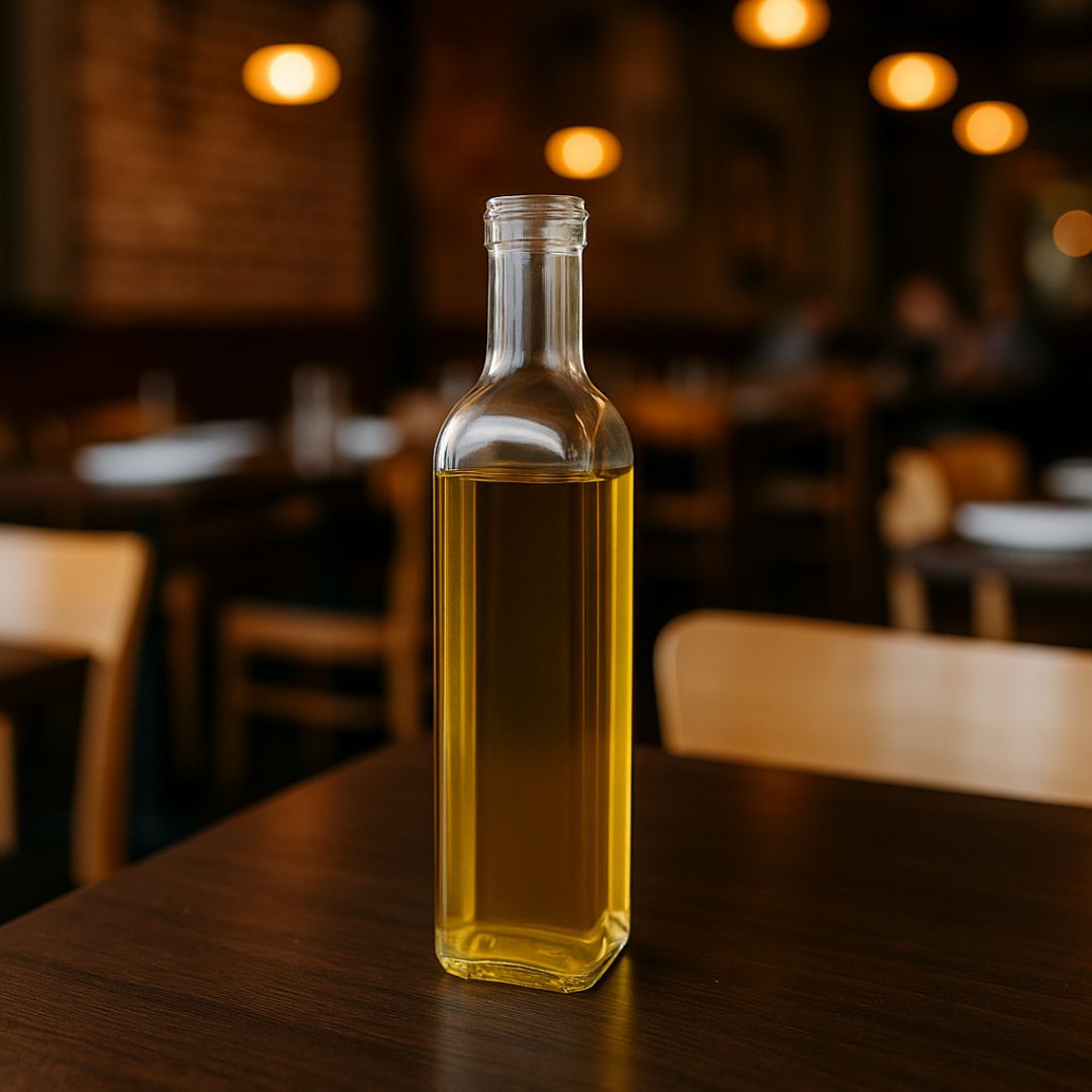 BOTELLA VIDRIO CRISTAL ACEITE 250CC CUADRADA ALTA (SIN TAPA) PACK *20UNID