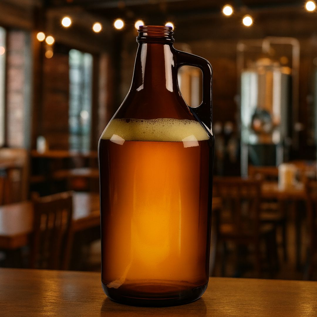 BOTELLON VIDRIO AMBAR GROWLER.RIGOLLEAU 1900CC CERVEZA (SIN TAPA) PACK *4UNID