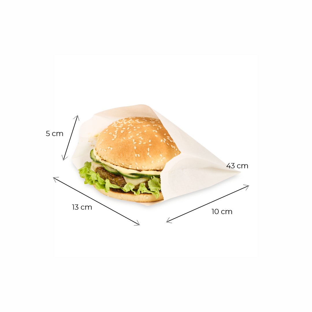 BOLSA HAMBURGUESA PAPEL BIOXIDO BLANCO LISA (13*5*10CM) *100UNID