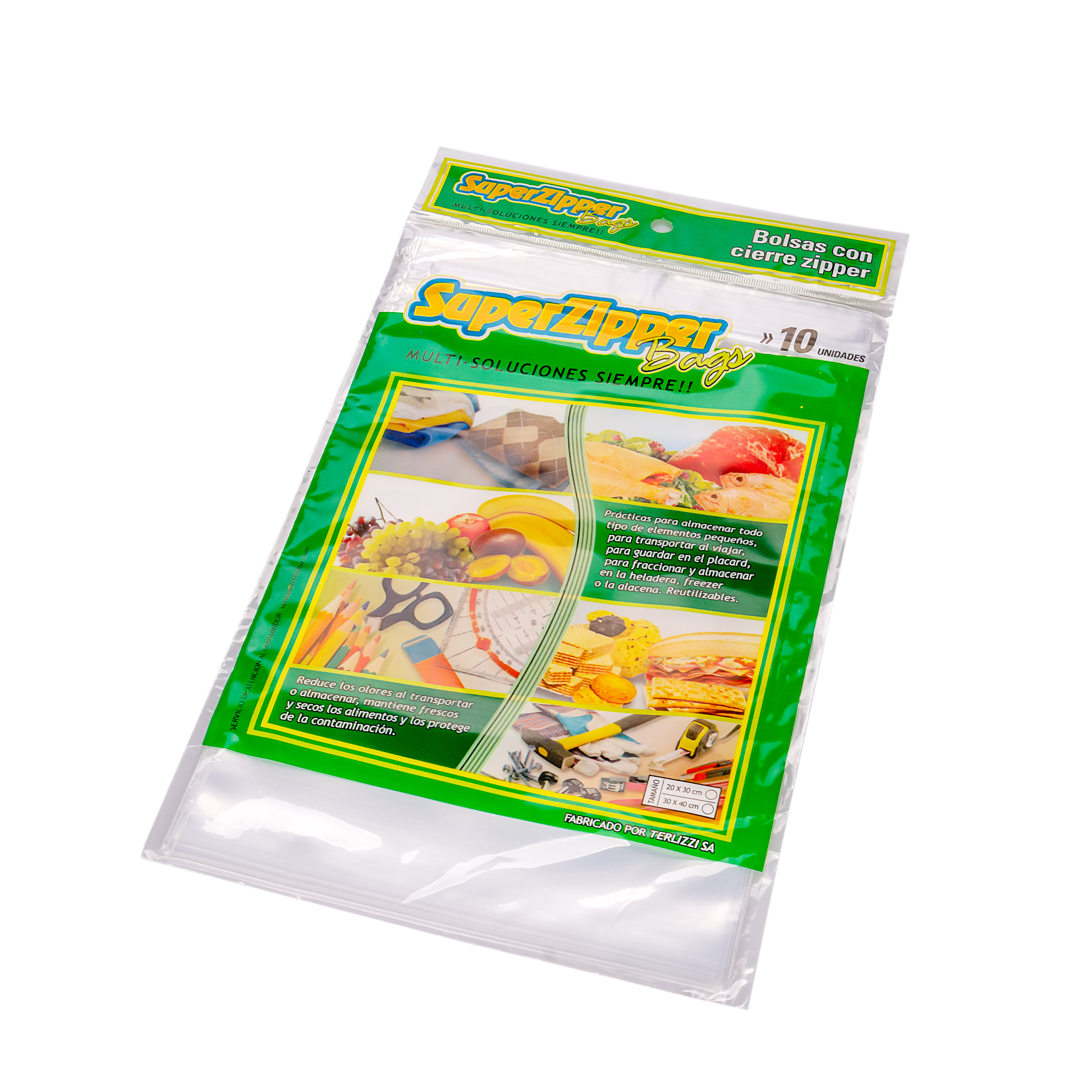 BOLSAS CIERRE ZIPPER.BAJA DENSIDAD 20*30CM *10UNID