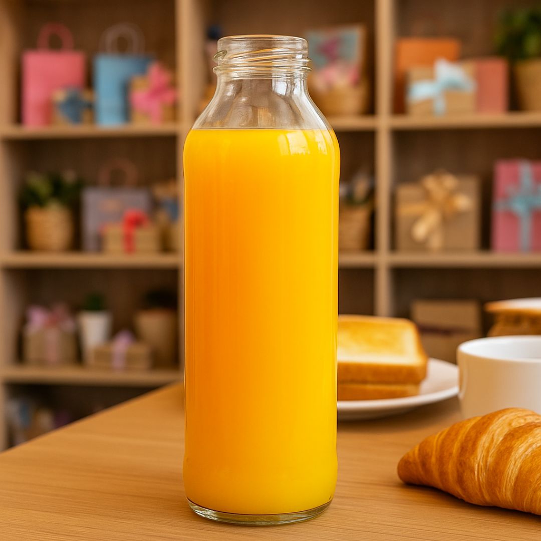 BOTELLA VIDRIO CRISTAL JUGO 500CC BOCA AXIAL (SIN TAPA) PACK *20UNID