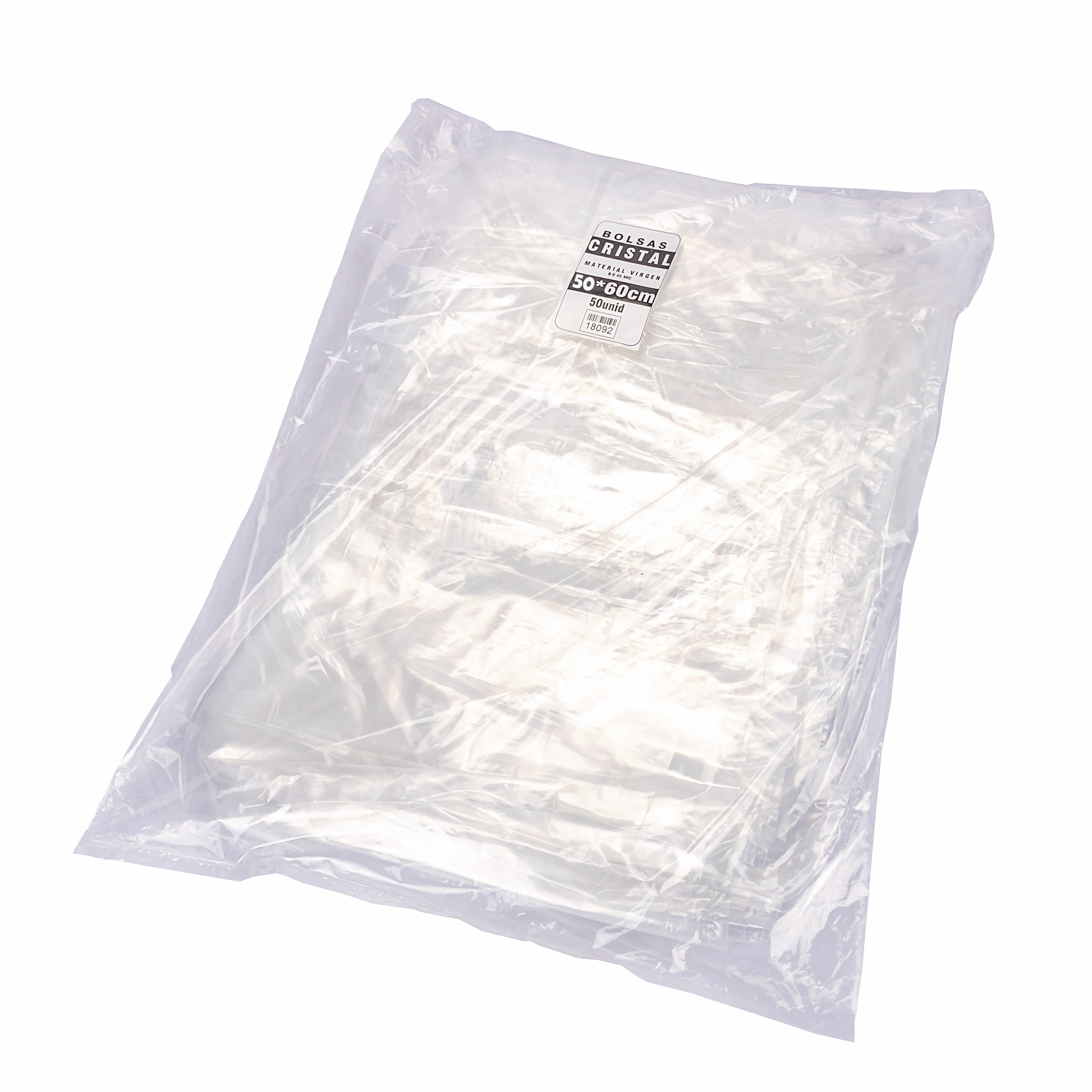 BOLSAS PLASTICAS mE PE CRISTAL (B/D - 45MIC - S/F) .50X60CM *50UNID