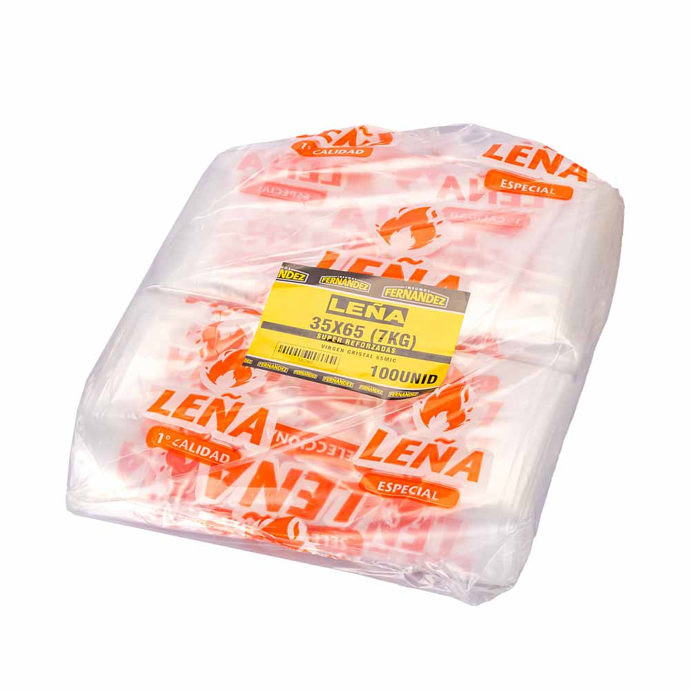 BOLSAS LEÑA FERNANDEZ (PE CRISTAL - 70MIC - 35X65) 7KG *100UNID