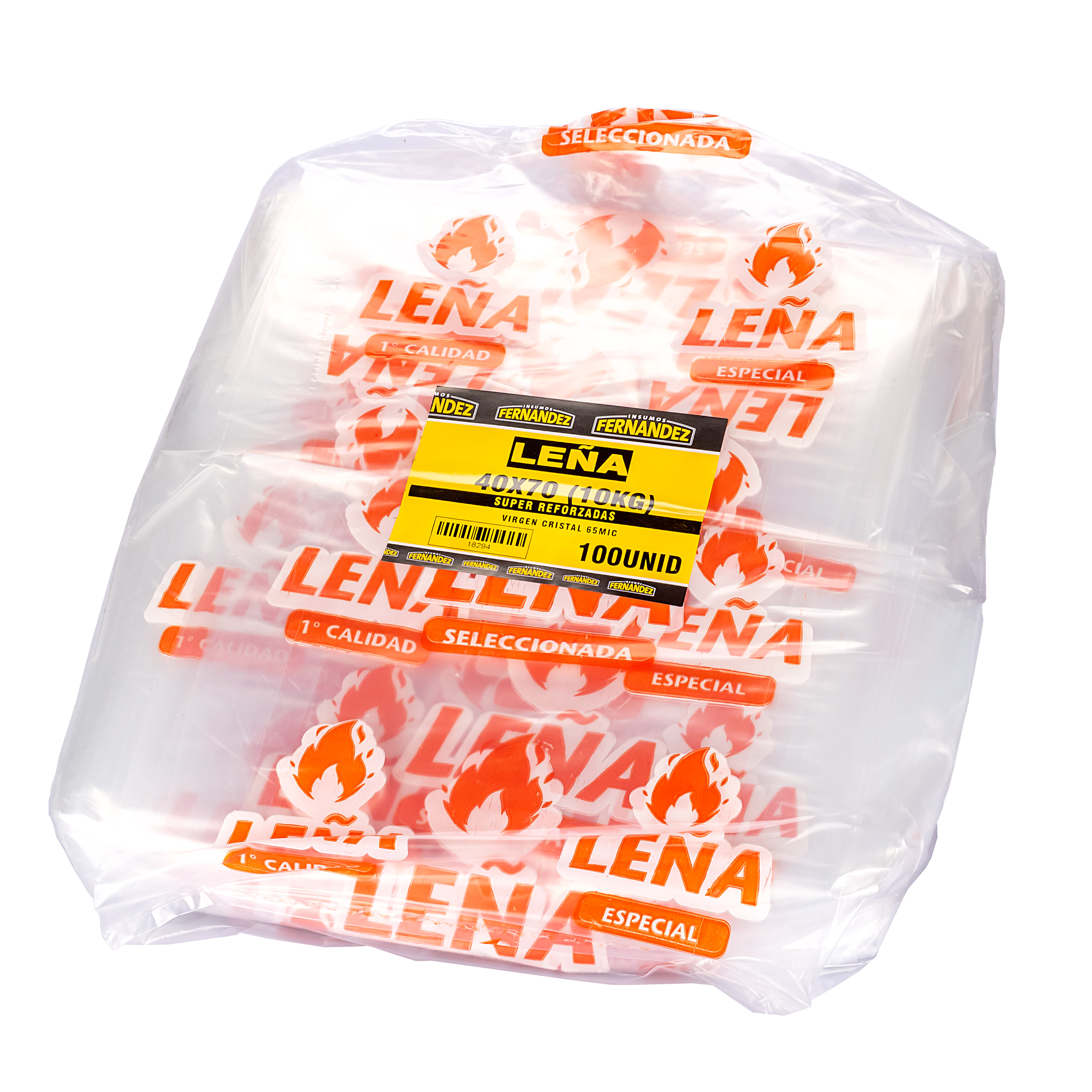 BOLSAS LEÑA FERNANDEZ (PE CRISTAL - 70MIC - 40X70) 10KG *100UNID