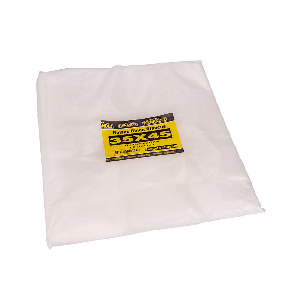 BOLSAS RIÑON LISAS TERLIZZI 35*45CM BLANCA REFORZADA (60MIC) PAQ.*50UNID