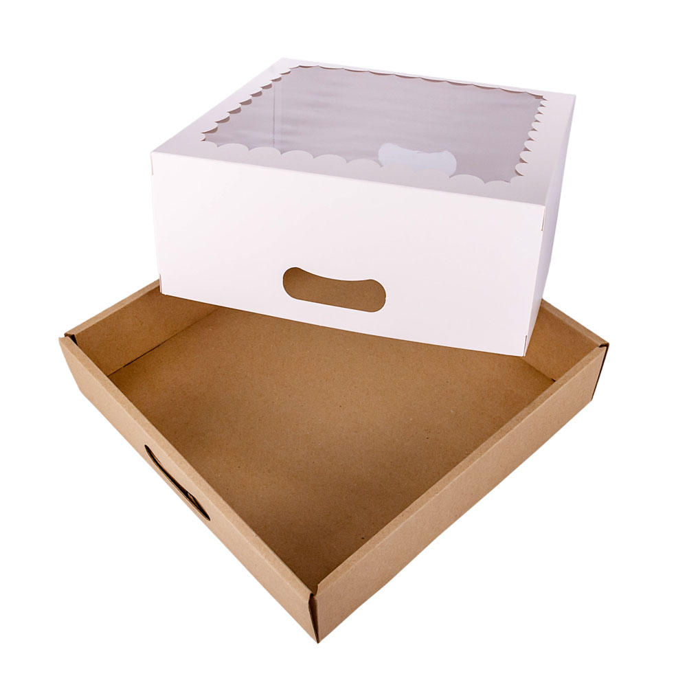 CAJA DESAYUNO MEDORO BLANCA/MARRON CON VISOR.(30*30*12CM) (CMC30010) *10UNID
