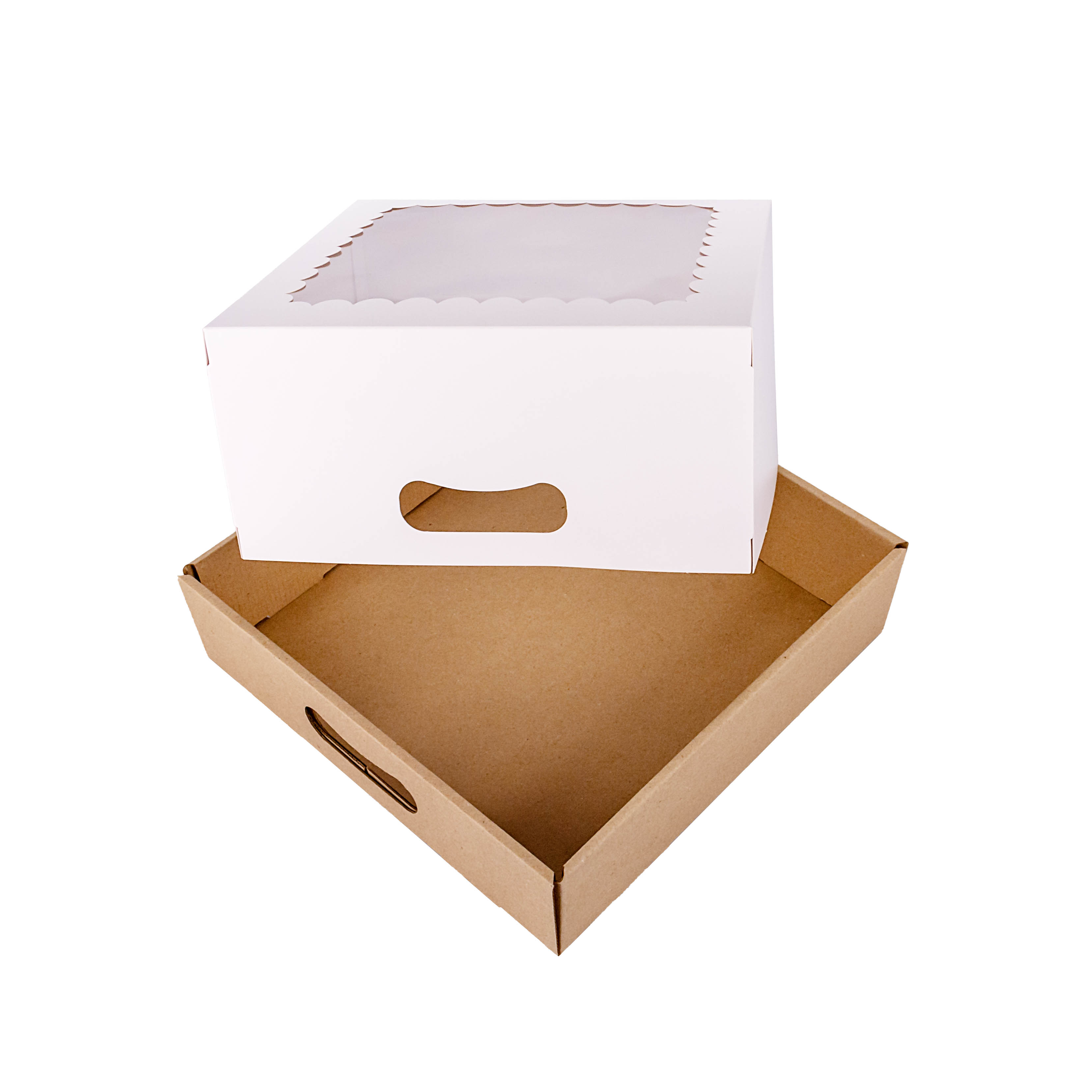 CAJA DESAYUNO MEDORO BLANCA/MARRON CON VISOR.(25*25*12CM) (CMC25010) *10UNID