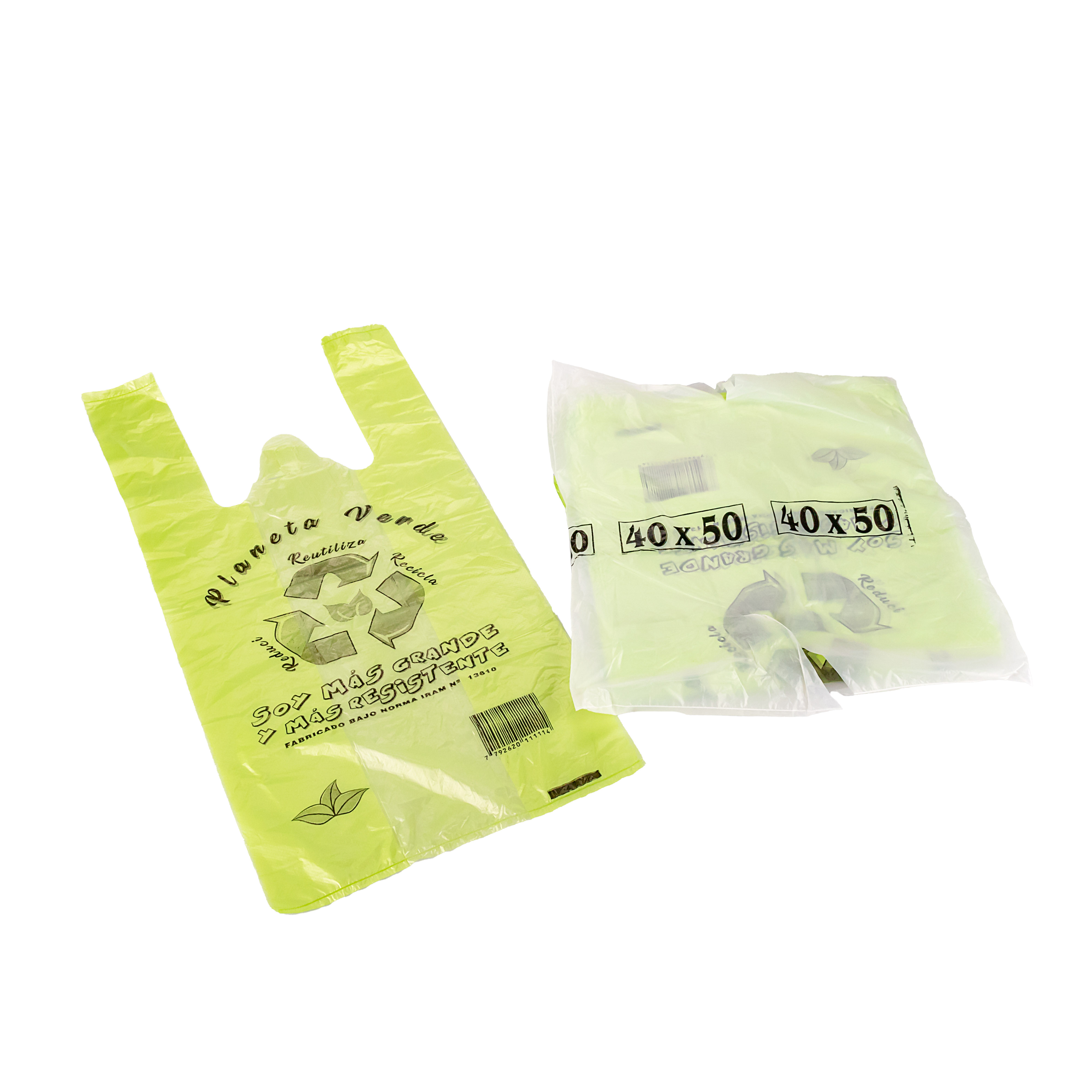 BOLSAS CAMISETA OXO DEGRADABLE VERDE REFORZADA 40*50CM MAPSA *80UNID