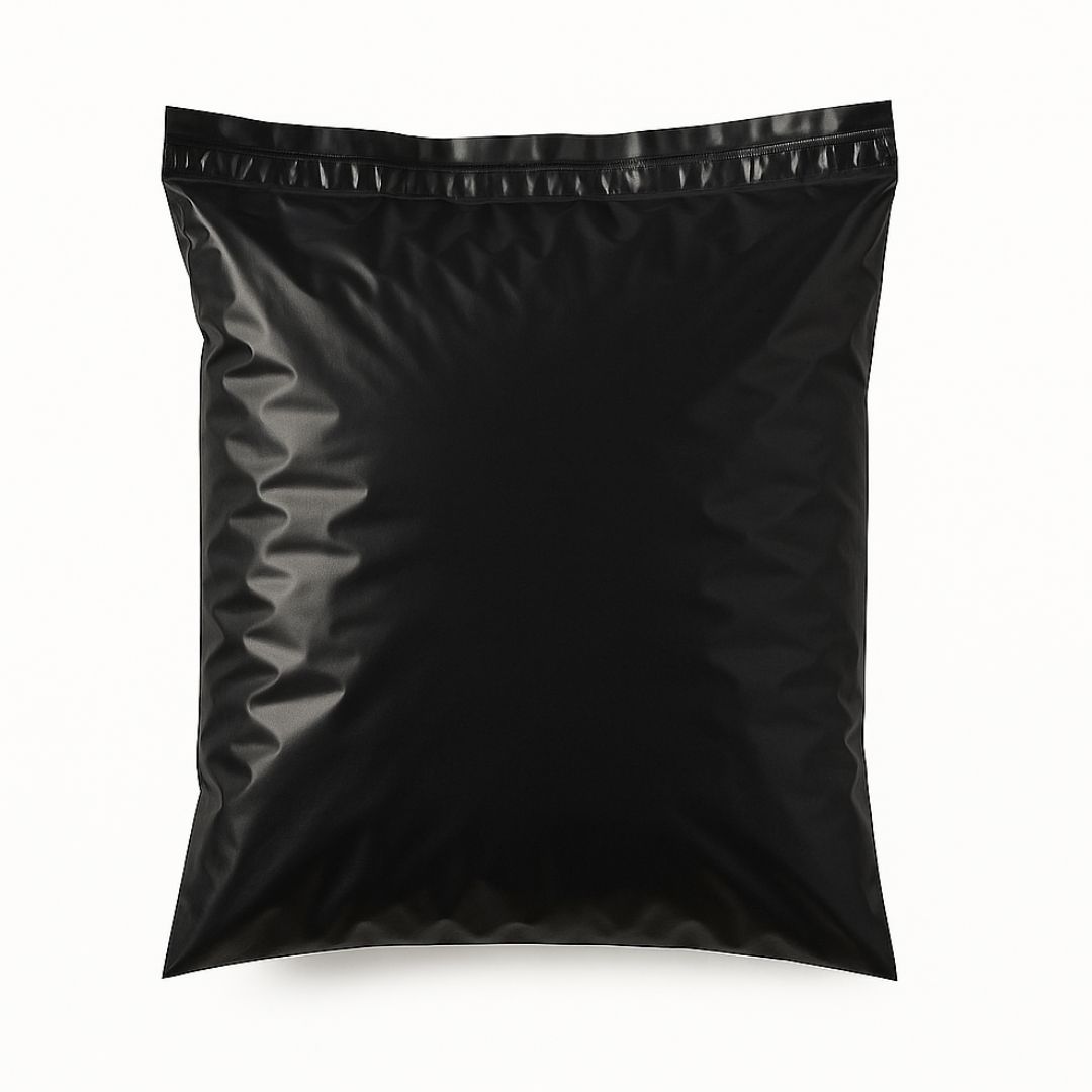 BOLSAS E-COMMERCE ECO 25*35CM NEGRA (60MIC + FAJA SEGURIDAD) *50UNID