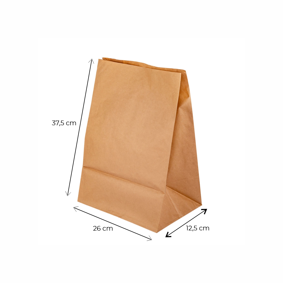 BOLSAS DELIVERY PAPEL KRAFT FONDO CUADRADO Nº7 (26*12.5*37.5CM) (80GRS) *50UNID