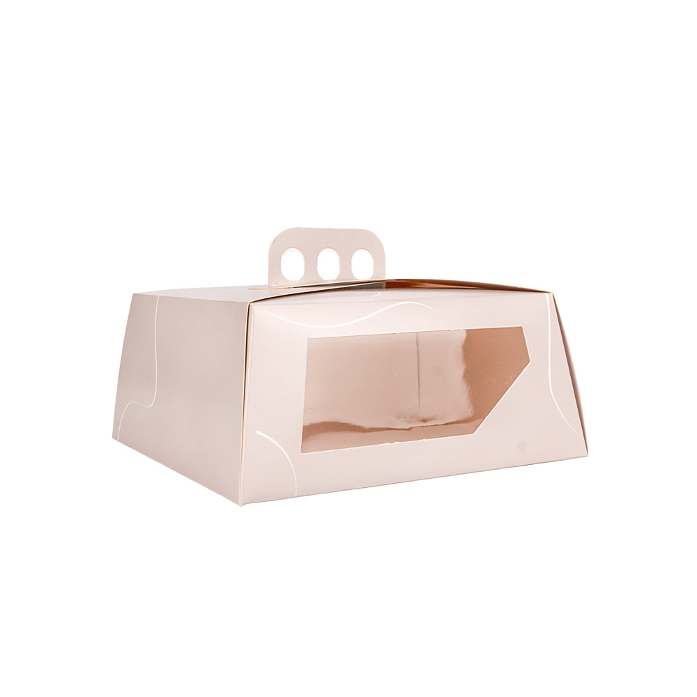 CAJA CARTULINA CHO ESTUCHE IMPRESA GRIS PASTEL CON VISOR (27*27*12CM) *25UNID