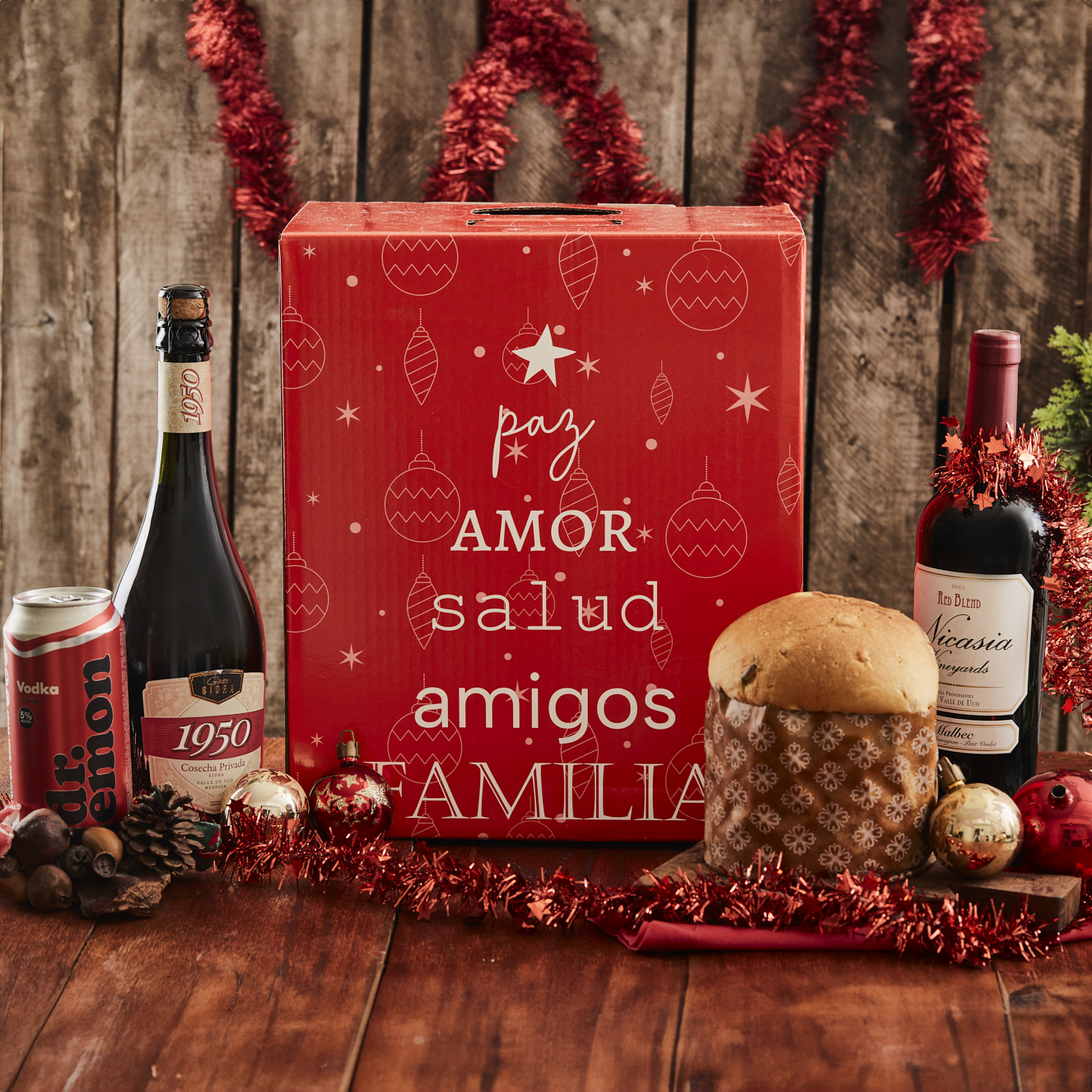CAJA NAVIDAD PARA LOTE VALIJIN MEDIANO APILABLE CARTON ROJO 29.5*20*35CM *UNID