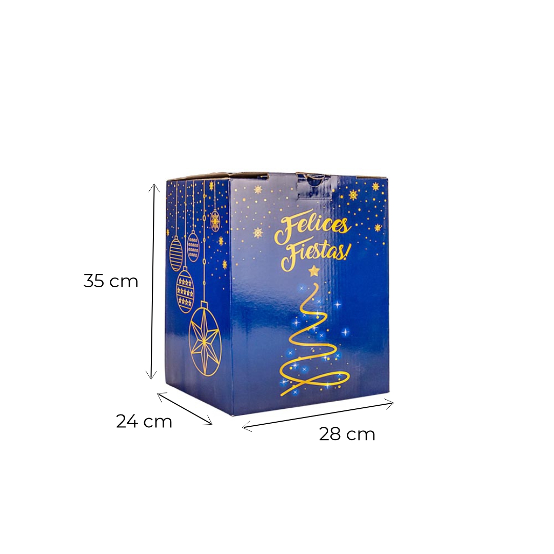 CAJA NAVIDAD PARA LOTE VALIJIN.GRANDE APILABLE CARTON AZUL 28*24*35CM *UNID