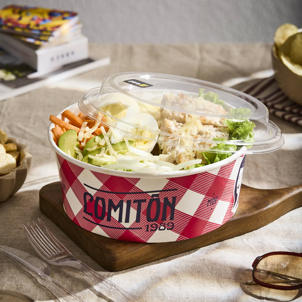 IMPRESION ENSALADERAS DE POLIPAPEL 50OZ FULL COLOR *100UNID.