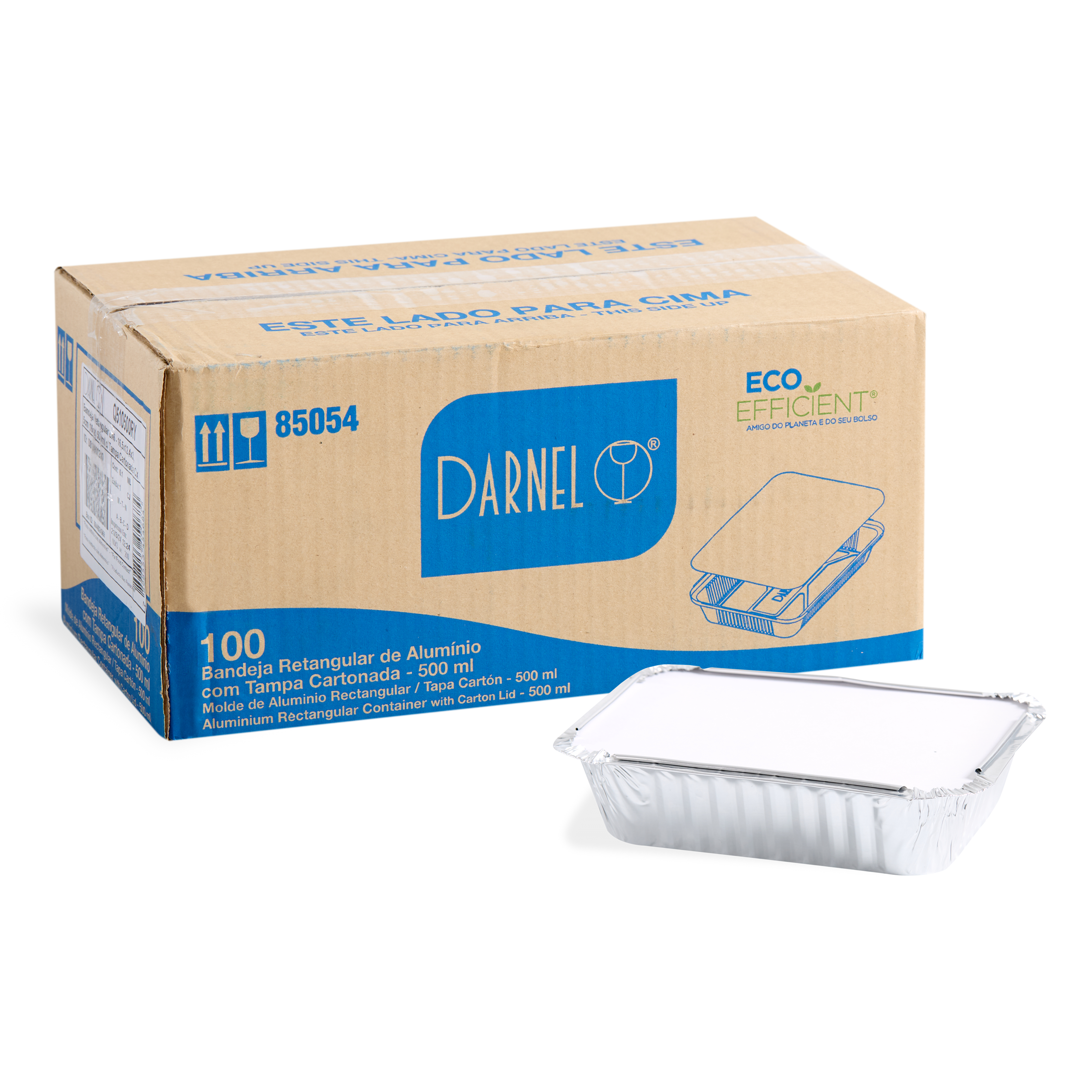 BANDEJA ALUMINIO DARNEL CON TAPA ALUMINIO F-50 (16OZ-500ML) CAJA*100UNID.