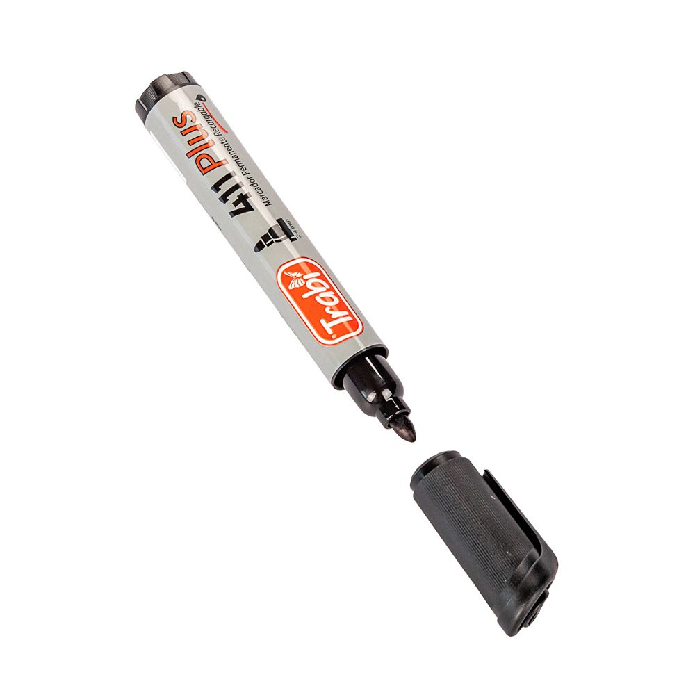 MARCADOR PERMANENTE TRABI 411 NEGRO PUNTA REDONDA *UNID