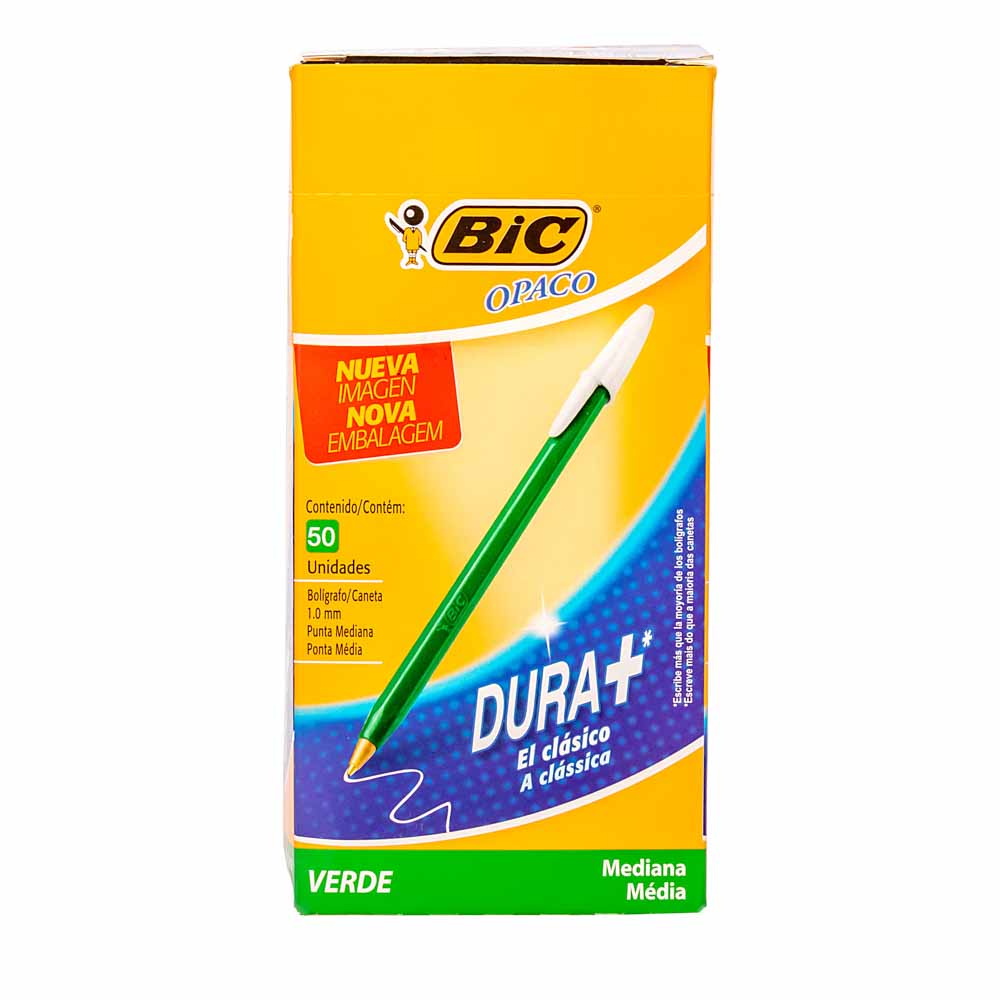 BOLIGRAFO BIC OPACO GRUESO VERDE (1MM) *UNID