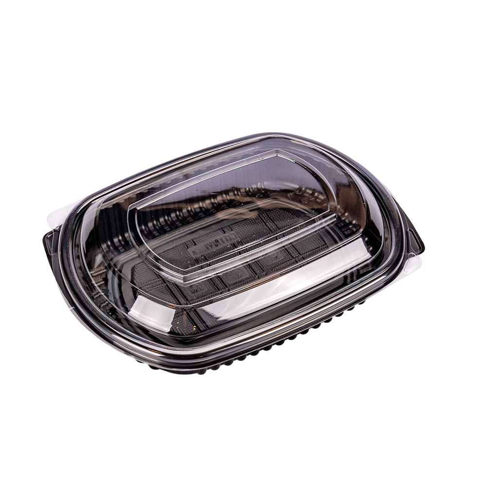 BANDEJA PET NEGRA COTNYL &#039;SUSHI&#039; C/TAPA CRISTAL (14*19*3CM) (PE475K NE) *50UNID