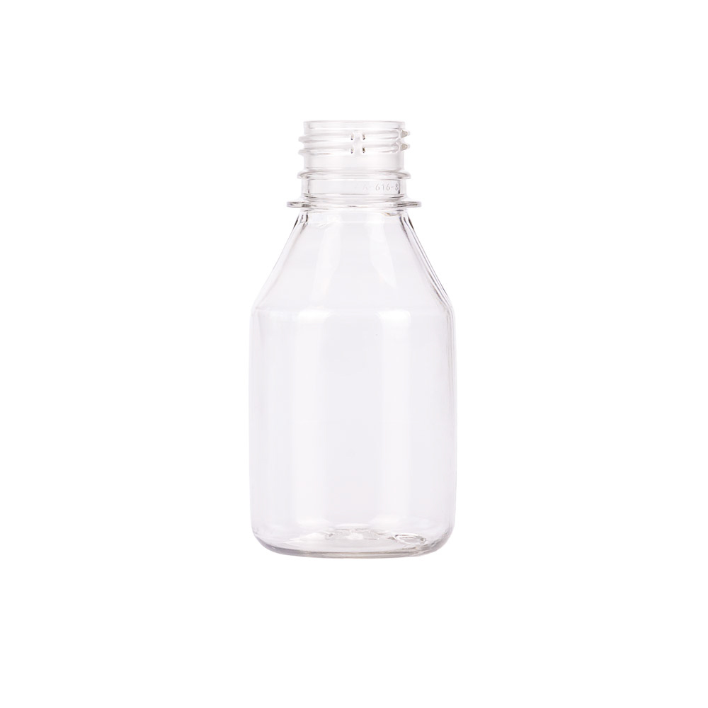 BOTELLA PLASTICO CRISTAL LABORATORIO 125CC (28GRS) (CON TAPA) *50UNID
