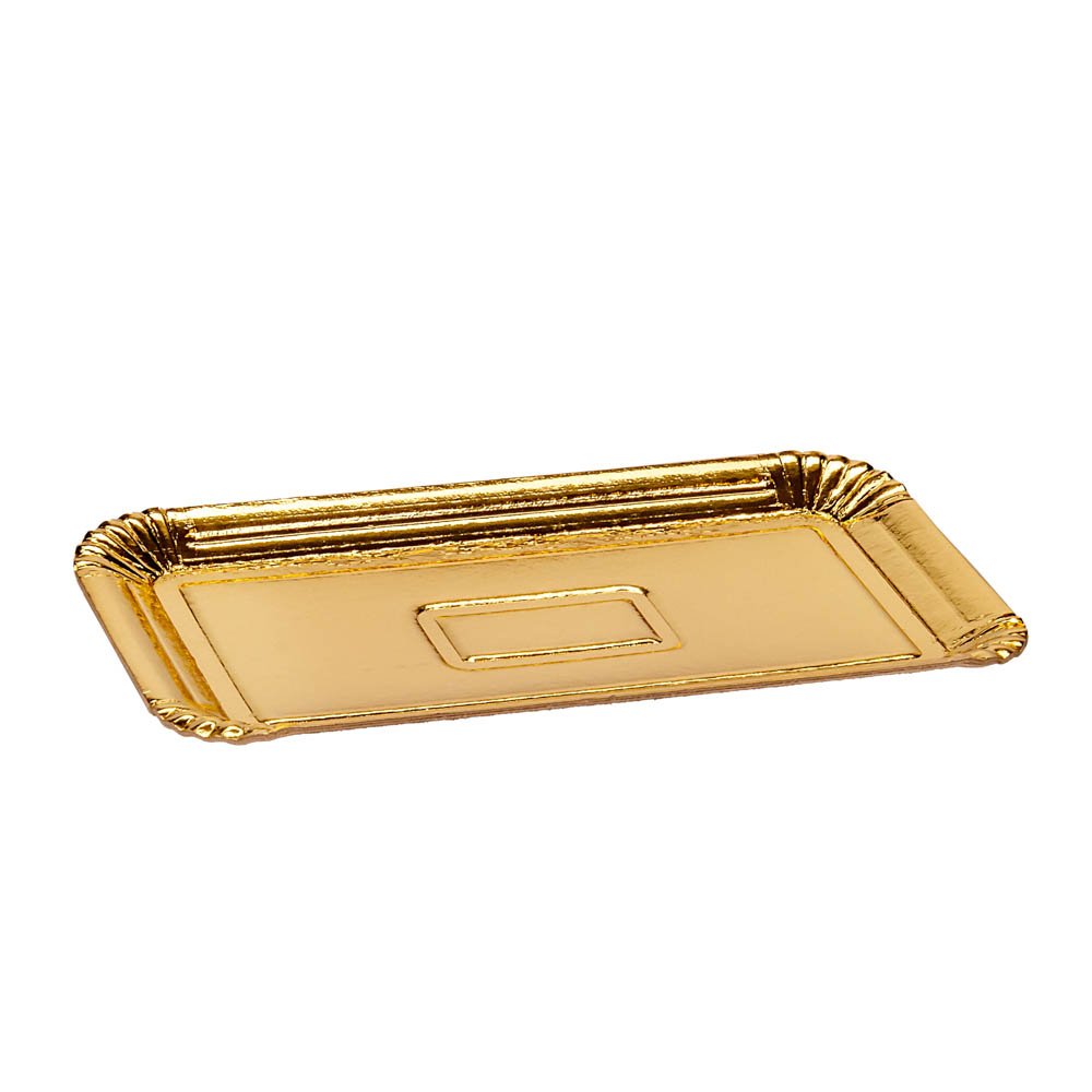 PLATO DORADO CARTON RECTANGULAR .150GRS (10*16CM)  (OFERTA DISC) *UNID