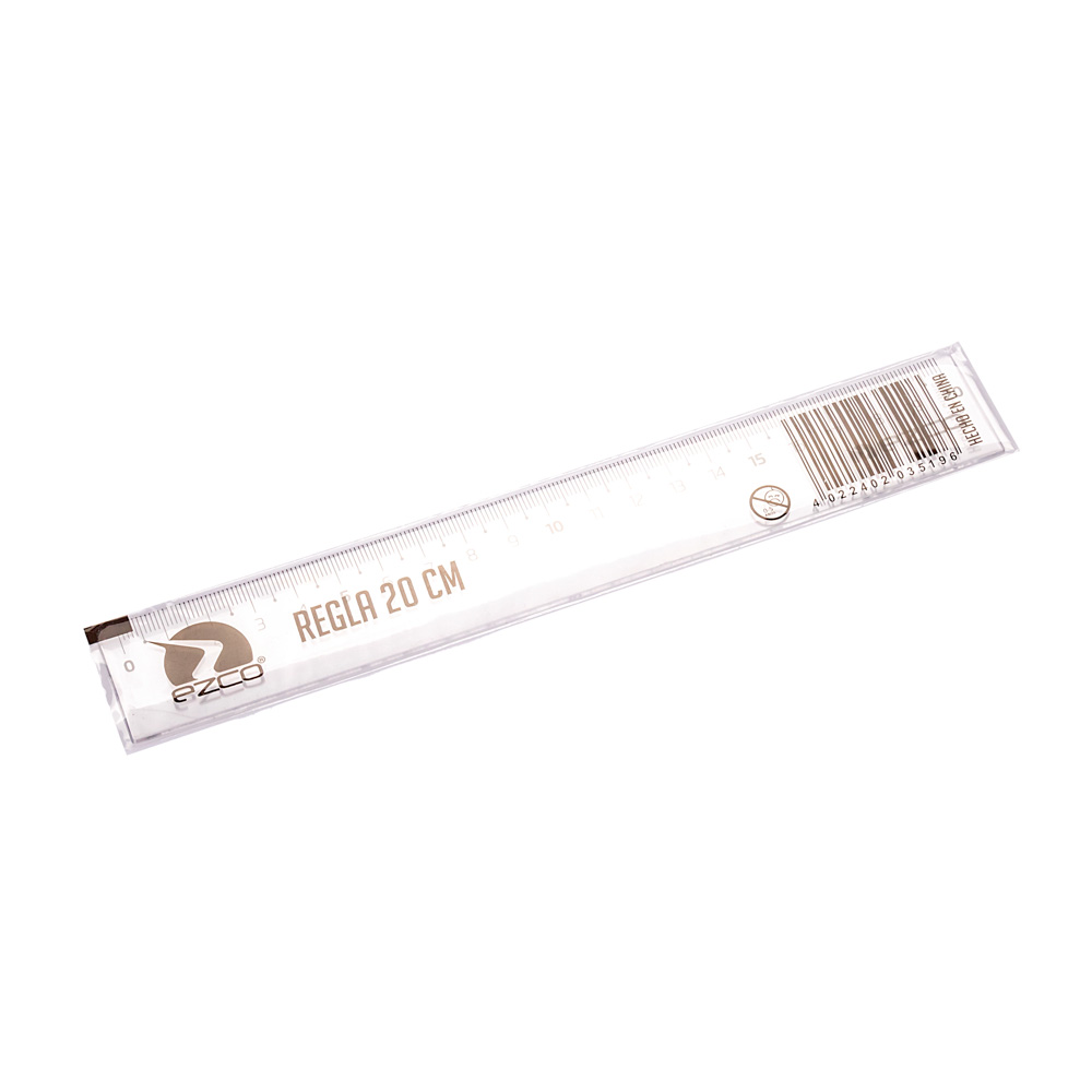 REGLA ESCOLAR PLASTICA EZCO 20CM (ACRILICO) *UNID