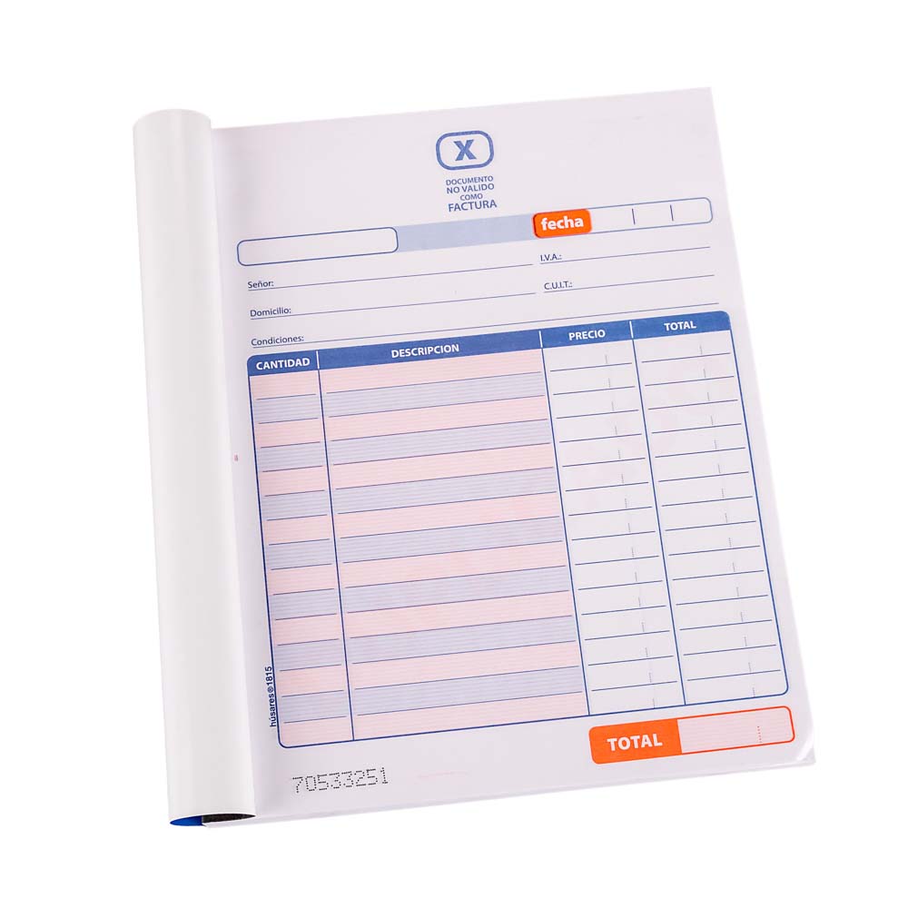 TALONARIO HUSARES PEDIDO 15*18CM DUPLICADO (1812) *50 JUEGOS