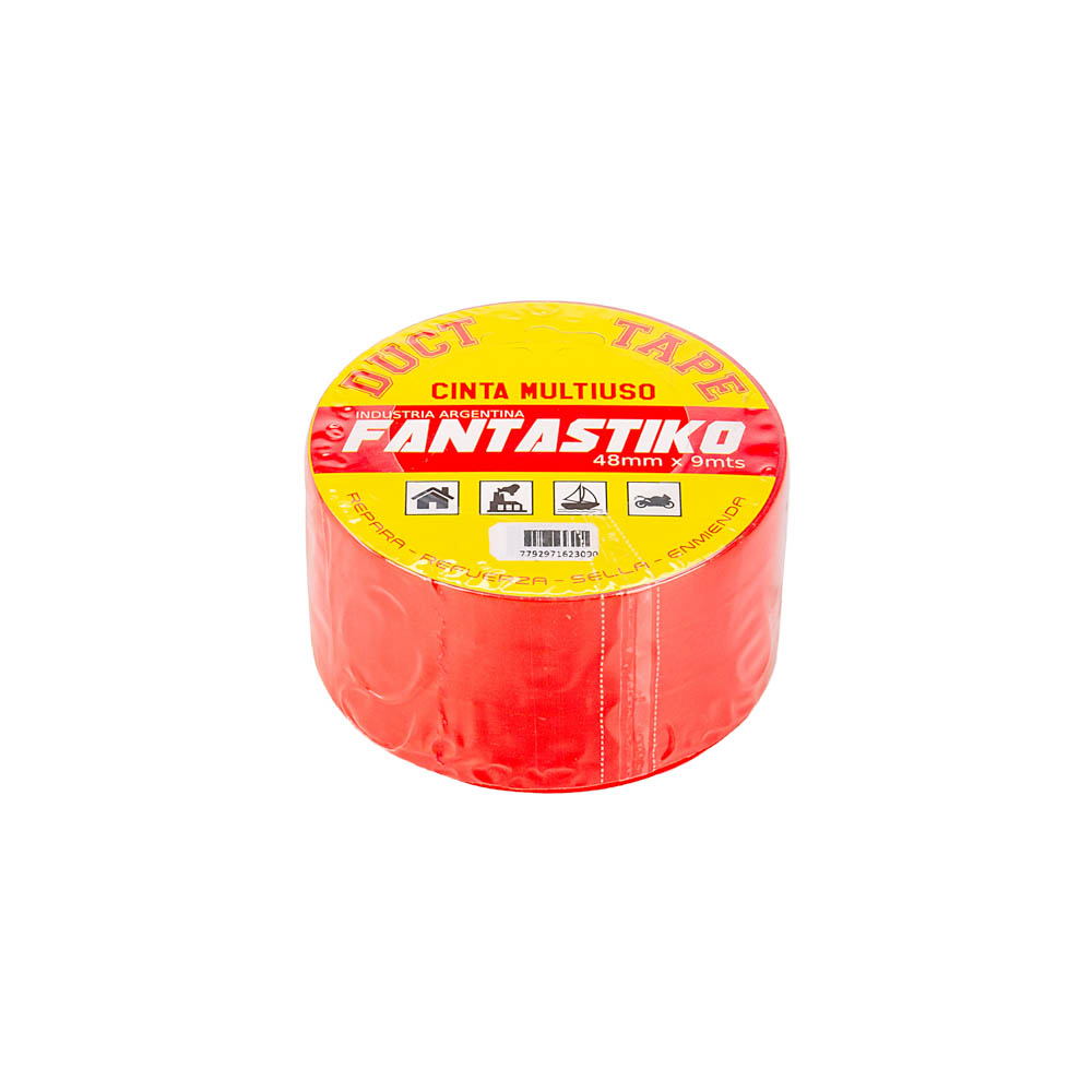 CINTA TAPE (ENTELADA) 48MM ROLLO FANTASTIKO STIKO ROJO *9MTS