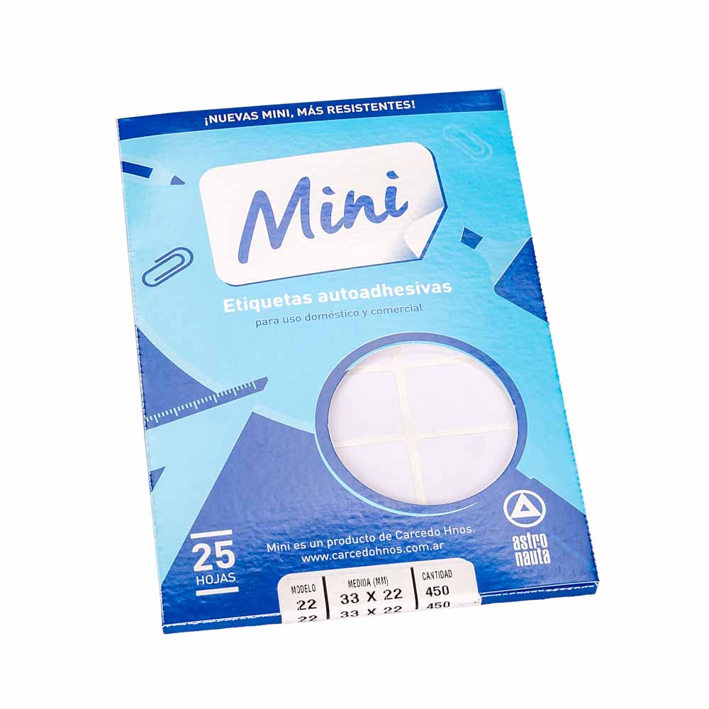 ETIQUETAS EN PLANCHA MINI MODELO Nº22 (33*22MM) *450UNID