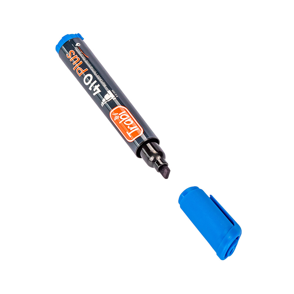 MARCADOR PERMANENTE TRABI 410 AZUL PUNTA BIZELADA *UNID