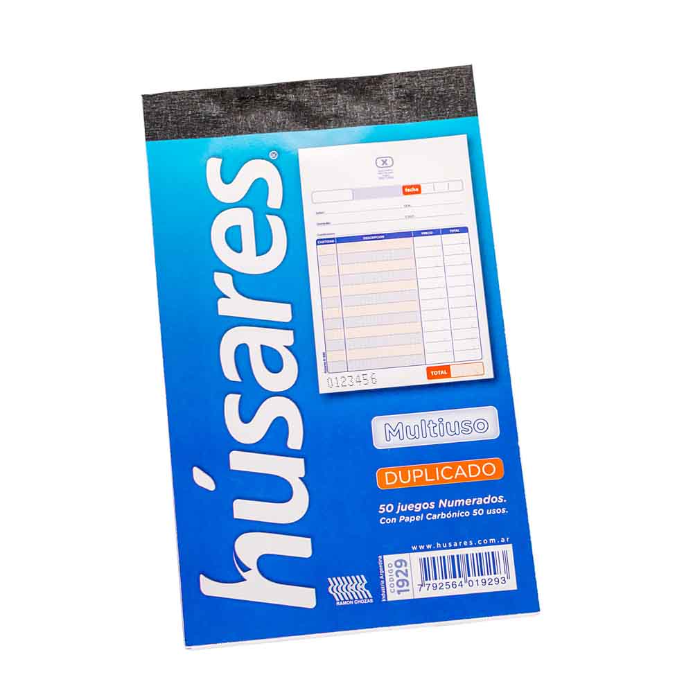 TALONARIO HUSARES MULTIUSO 09*14CM DUPLICADO (1929) *50 JUEGOS