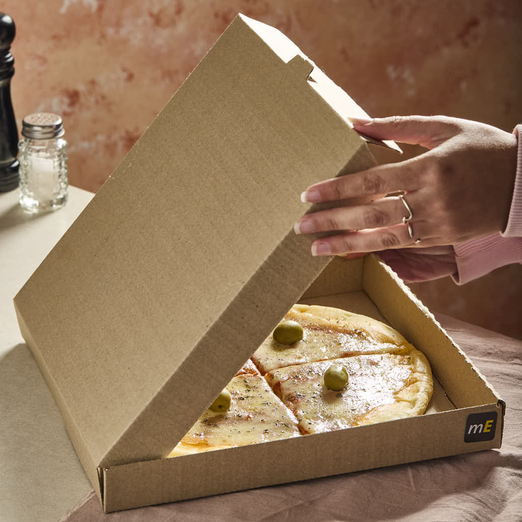 CAJA PIZZA MICRO MARRON/MARRON CHICA (27.5*27.5*3.5CM) *100UNID