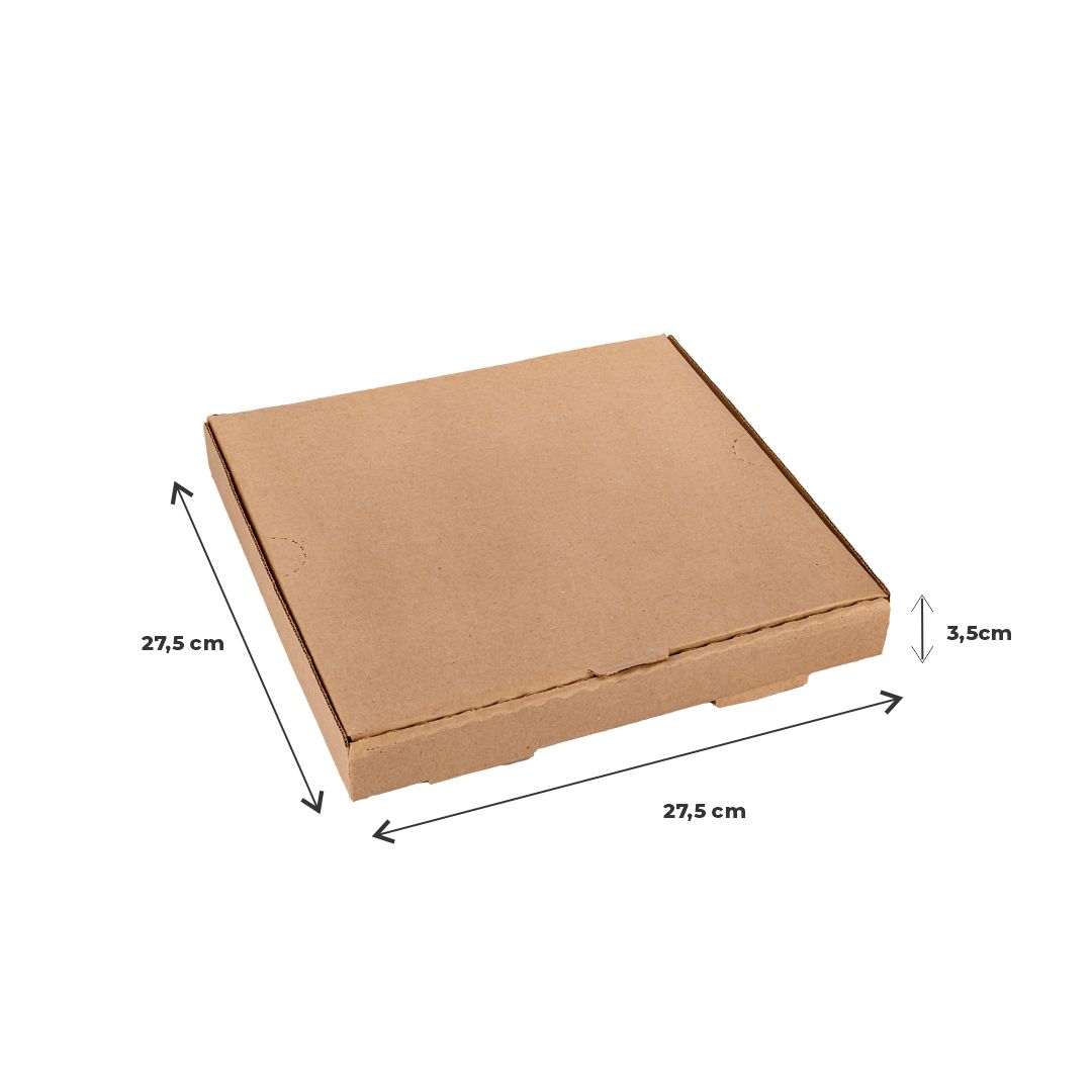 CAJA PIZZA MICRO MARRON/MARRON CHICA (27.5*27.5*3.5CM) *100UNID