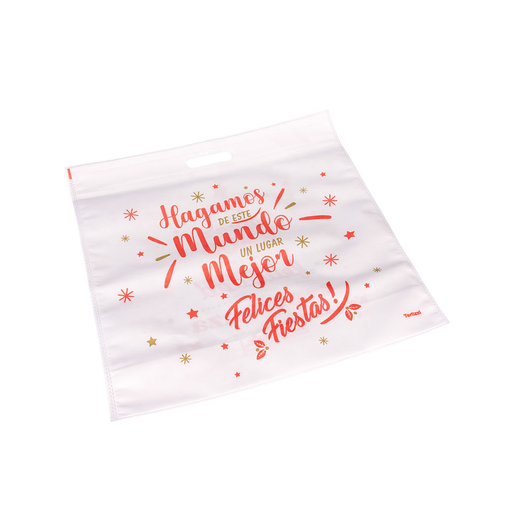 BOLSA FRISELINA NAVIDAD RIÑON 45*40CM FELICES FIESTAS (7A-60) *UNID