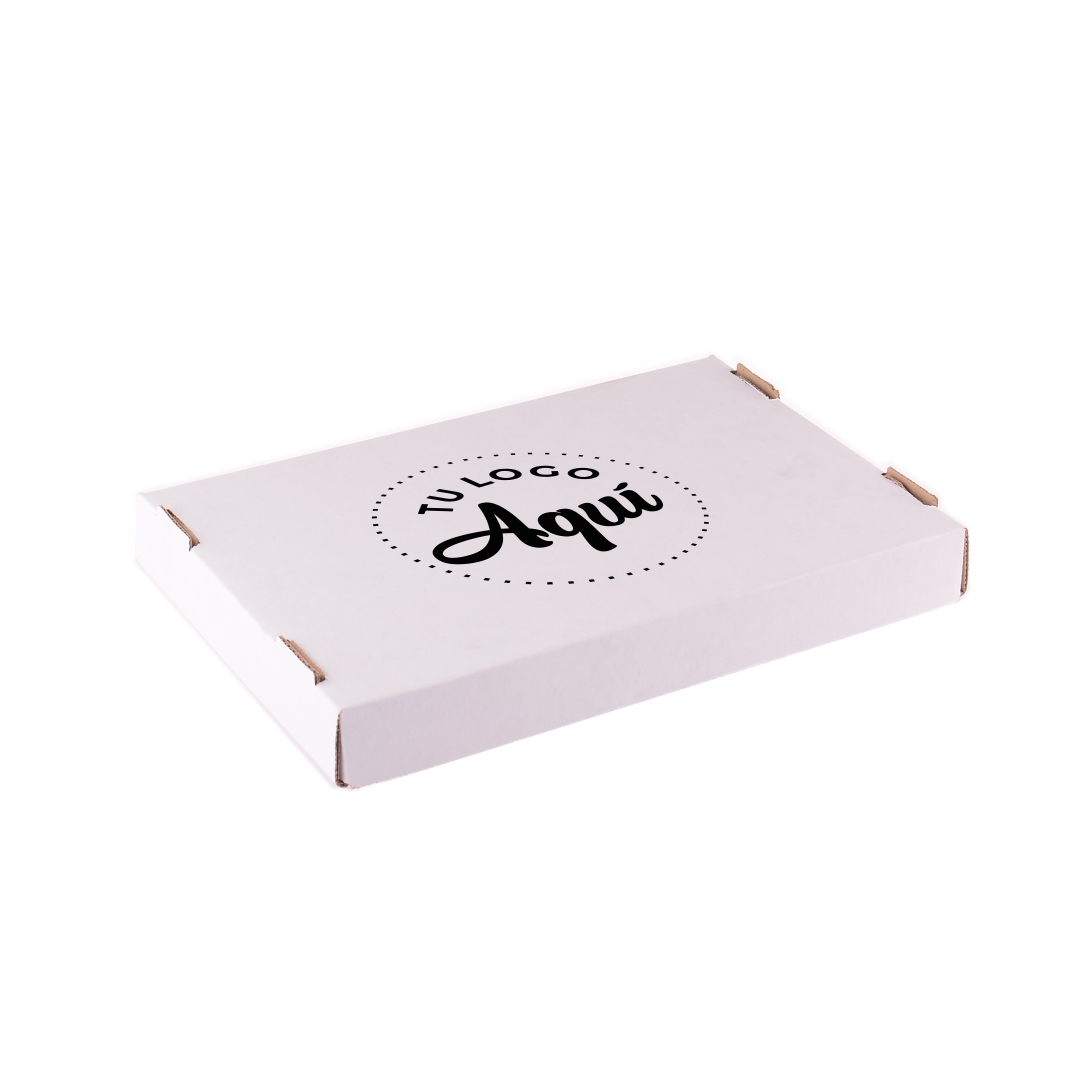 mEP CAJA RAVIOLES CARTON MICRO BLANCO/MARRON PERSONALIZADO  (18.3*26.5*3CM) X UNIDAD