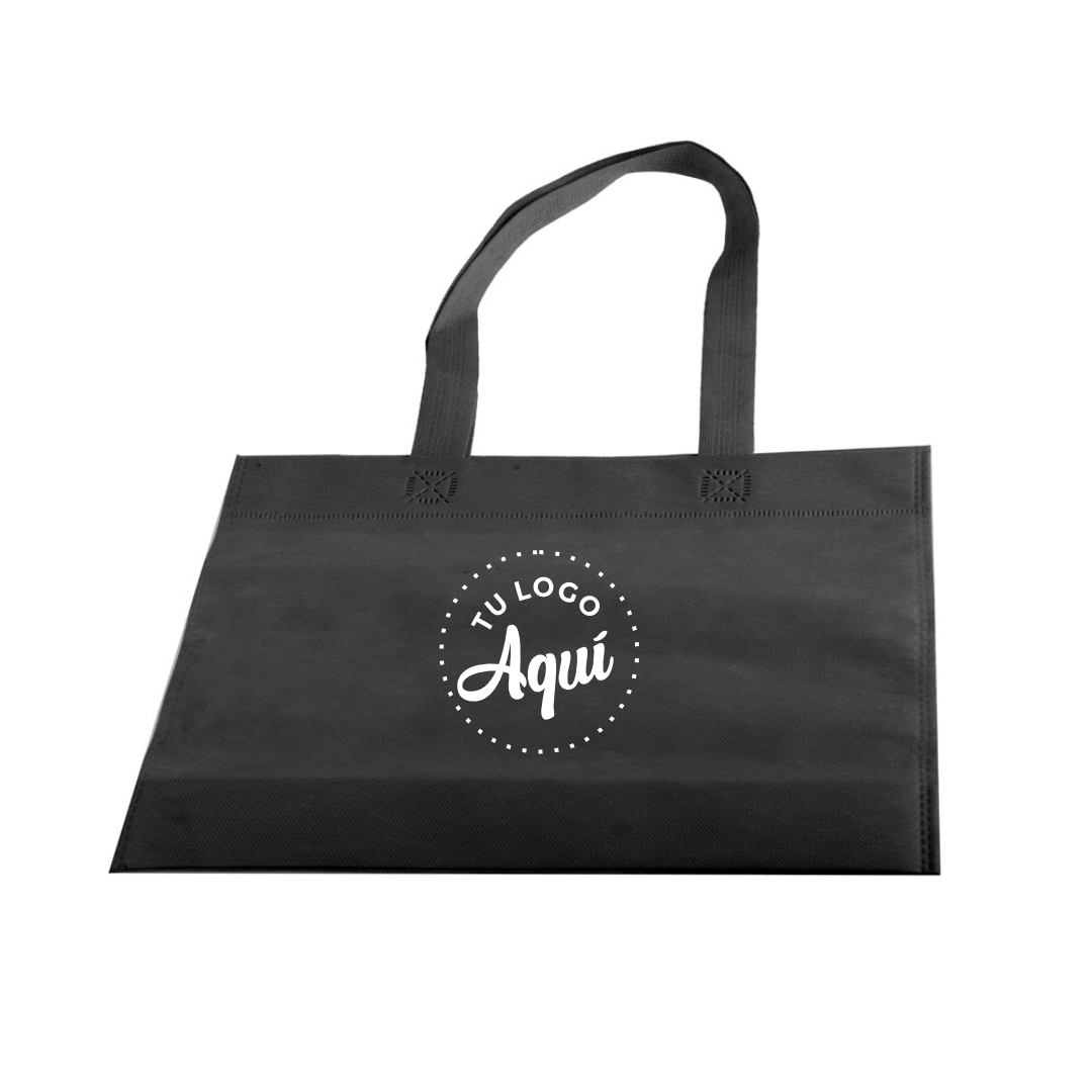 mEP BOLSA FRISELINA PERSONALIZADA ASA LARGA NEGRA 45*40CM X UNIDAD