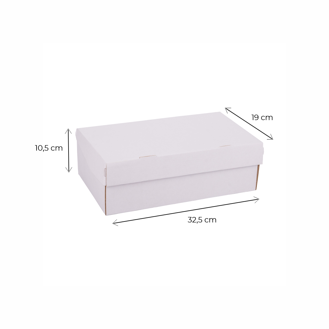 mEP CAJA ZAPATILLAS CARTON MICRO BLANCO/MARRON PERSONALIZADO (19*32.5*10.5CM) X UNIDAD
