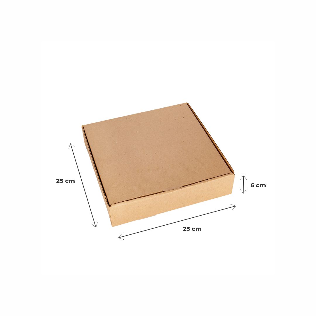 CAJA MICRO CARTON MARRON/MARRON (25*25*6CM) (TARTA) *100UNID.