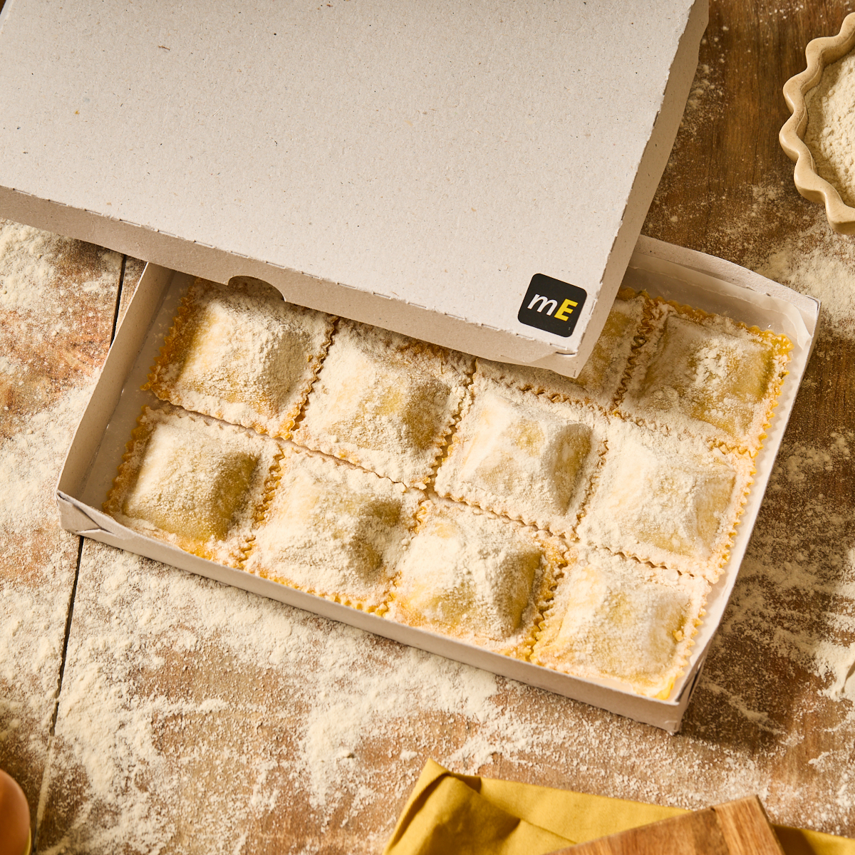 mEP CAJA RAVIOLES CARTON GRIS PERSONALIZADO 2 PLANCHAS) (17.5*28.5*3.5CM) X UNIDAD