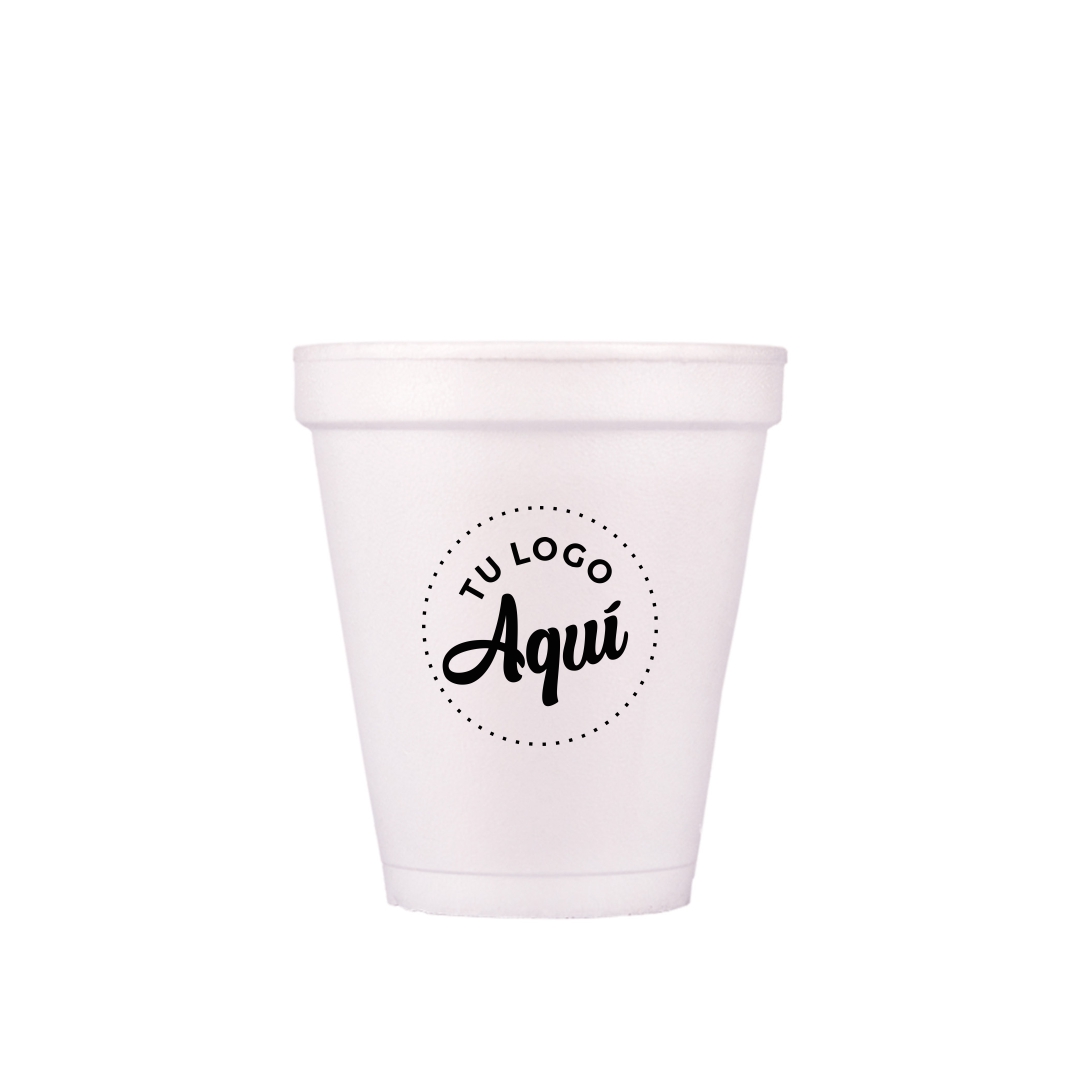 mEP VASO TERMICO TELGOPOR BLANCO PERSONALIZADO 240CC X UNIDAD
